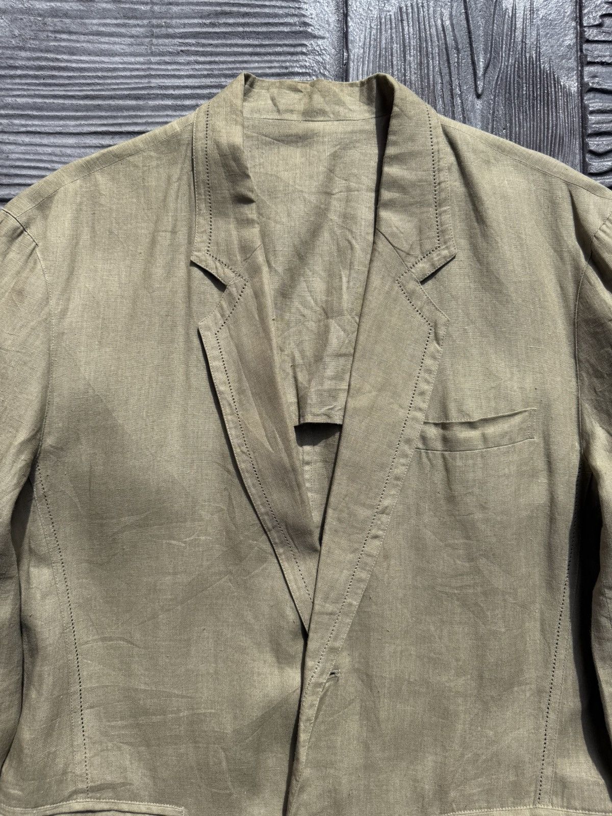 Issey Miyake Issey Miyake Tailored Linen Laurel Green Blazer Jacket Size 38R - 2 Thumbnail