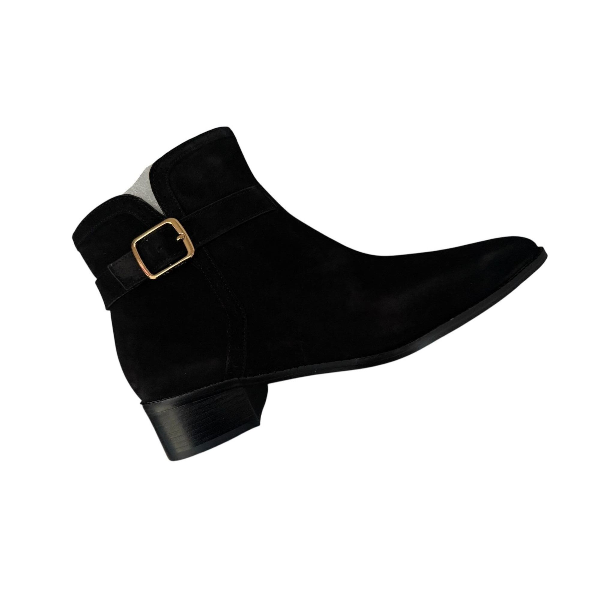 Cole Haan Cole Haan Womens Black Suede Side Zip Norella Buckle Ankle B Size US 8.5 / IT 38.5 - 4 Thumbnail
