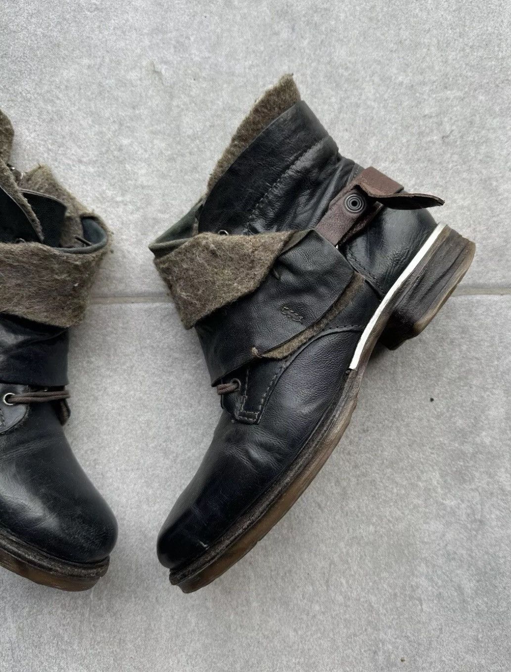 A.S.98 A.S.98 Airstep Womens Leather Wool Stripe Ankle Boots Gothic Size US 9 / IT 39 - 3 Thumbnail
