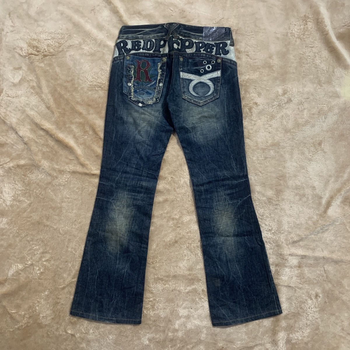 Affliction 🔥Hot🔥Japanese Red Pepper & Marijuana Embroidery Jeans 🔥 Size US 30 / EU 46 - 2 Thumbnail