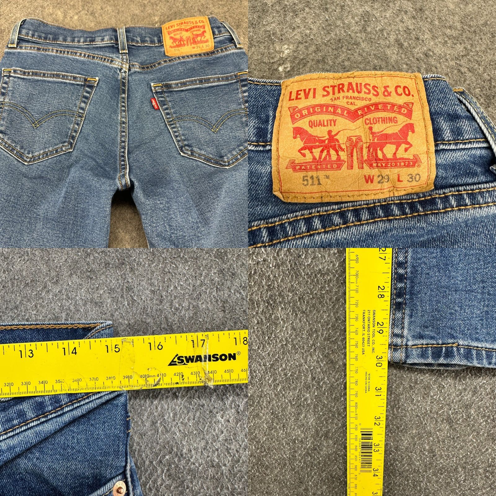 Levi's Levi's 511 Jeans Slim Fit Mens 29x30 Blue Denim Stretch 5-Pocket Zipper Button Regular Waist Mid Rise Slim Style Modern 500 Series USA Size US 29 - 8 Thumbnail