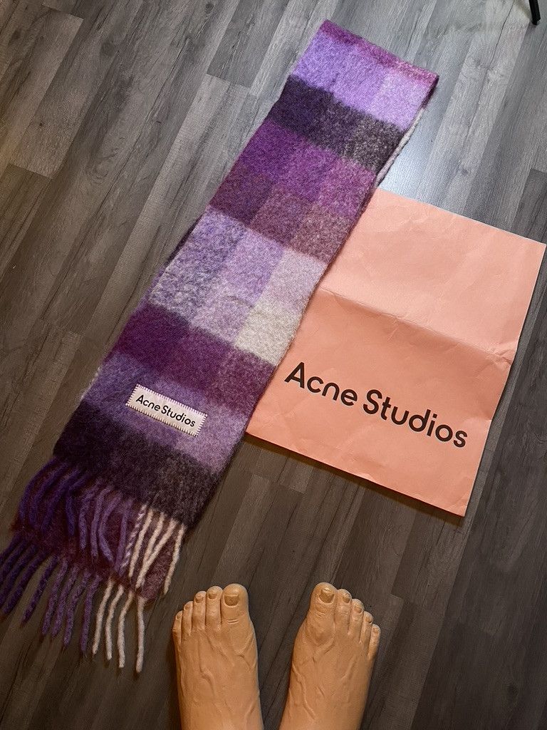 Acne Studios SS2025 Acne Studios Custom Mohair Checked Fringed Scarf Size ONE SIZE - 4 Thumbnail
