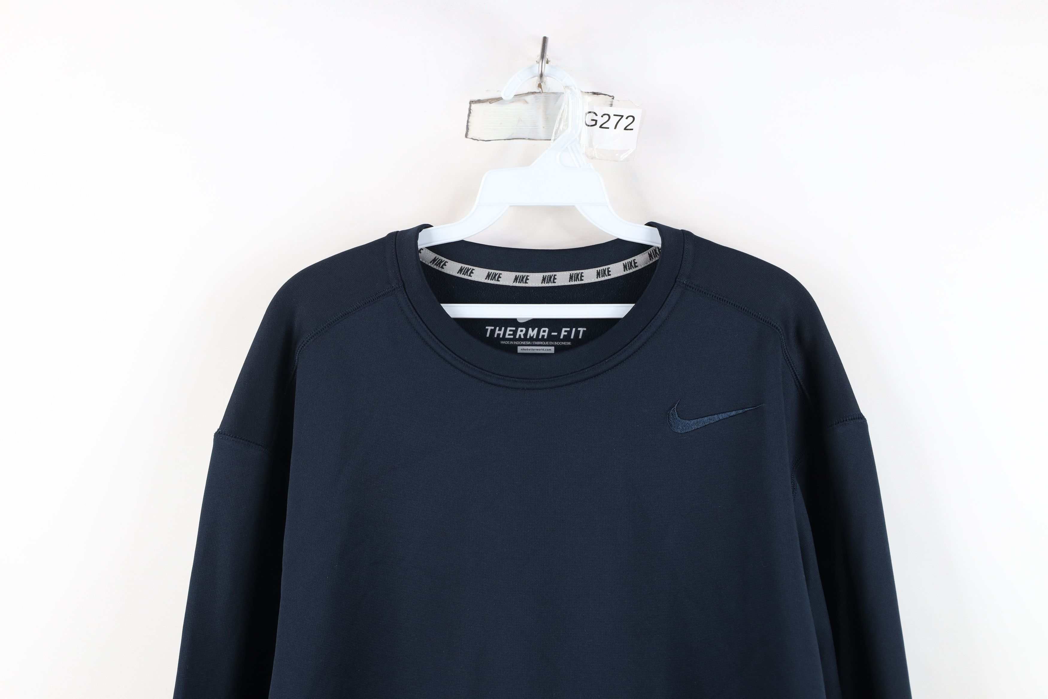Nike Nike Therma Fit Swoosh Fleece Lined Crewneck Sweatshirt Navy Size US XL / EU 56 / 4 - 2 Thumbnail