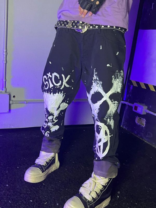 Japanese Brand Goth Alt Punk Streetwear Baggy Oversize Custom Pants Y2k 666 Size US 32 / EU 48 - 2 Thumbnail