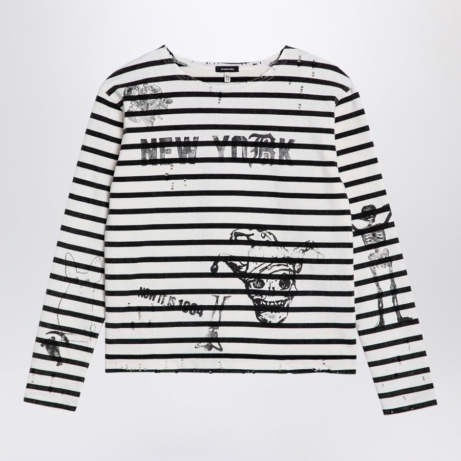 R13 o1d2blof0924 Striped Jersey in White & Black Size M / US 6-8 / IT 42-44 - 1 Thumbnail