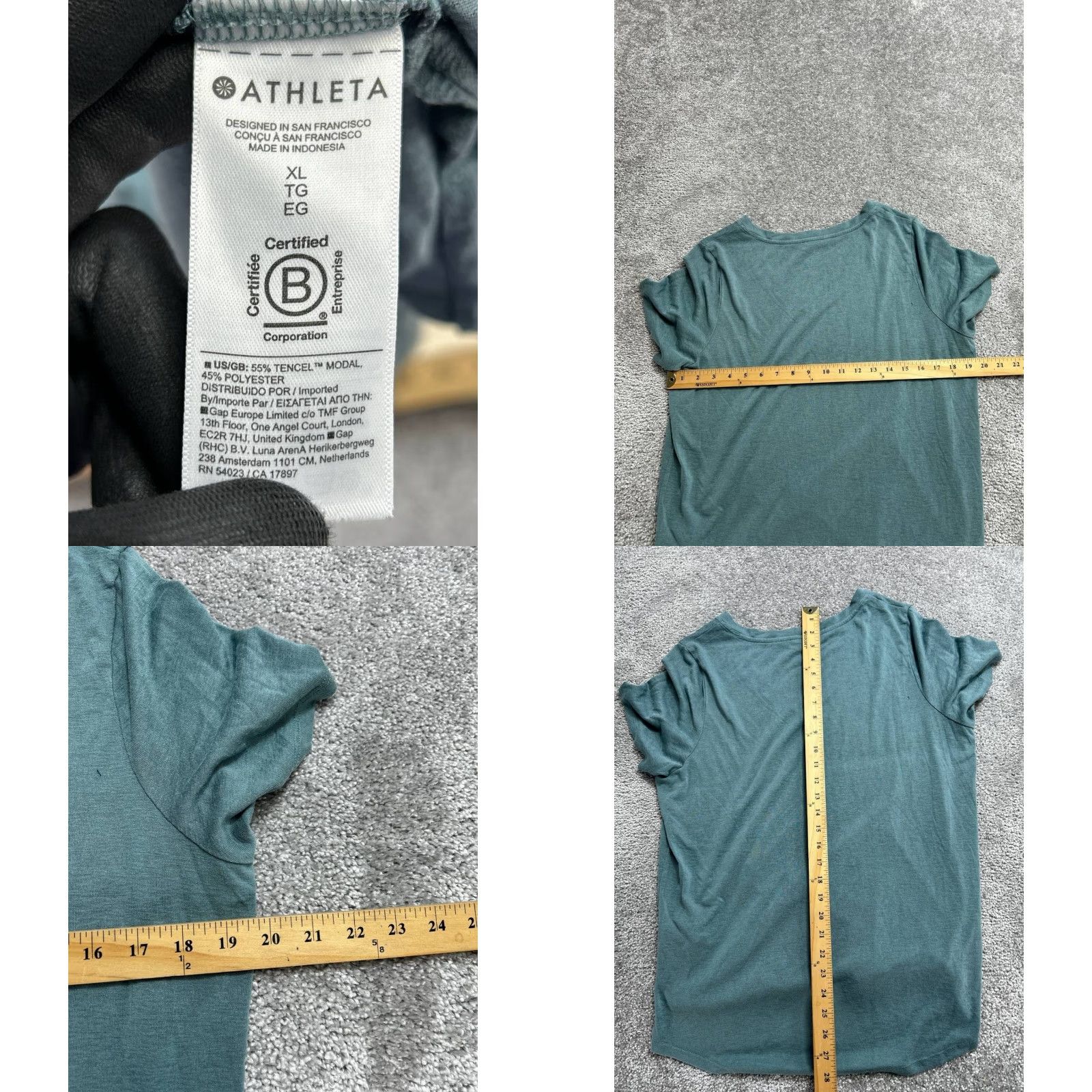 Athleta Athleta Shirt Womens XL Blue Linen Blend V Neck Relaxed Fit T-Shirt Casual Short Sleeve Size XL / US 12-14 / IT 48-50 - 8 Thumbnail
