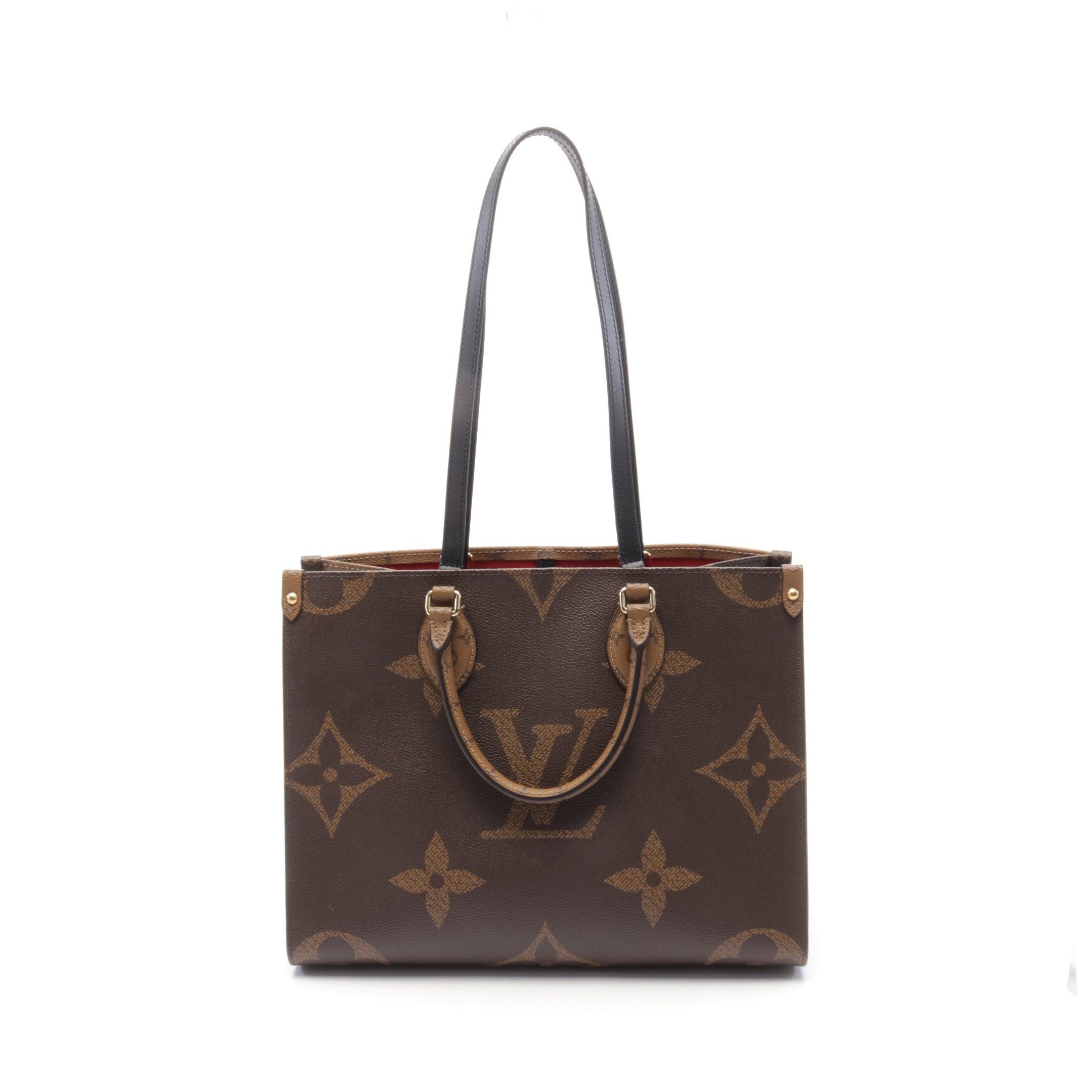 Louis Vuitton Louis Vuitton On-The-Go Mm Monogram Giant Reverse Shoulder Bag Tote Leather Brown Beige Size ONE SIZE - 1 Thumbnail