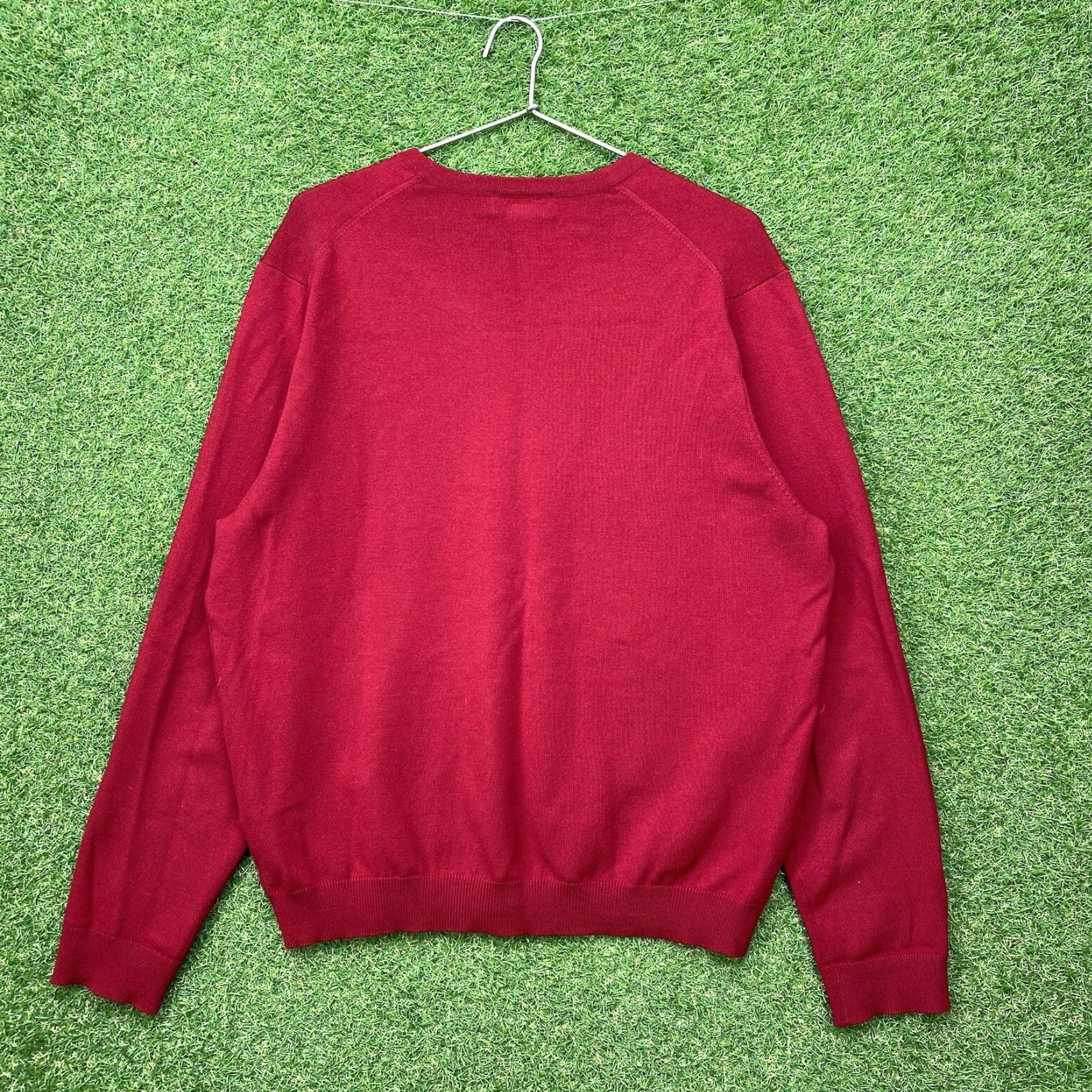 Brooks Brothers Brooks Brothers Merino Wool Sweater Mens XL Red Knit V Neck Slim Fit Pullover Size US XL / EU 56 / 4 - 2 Thumbnail