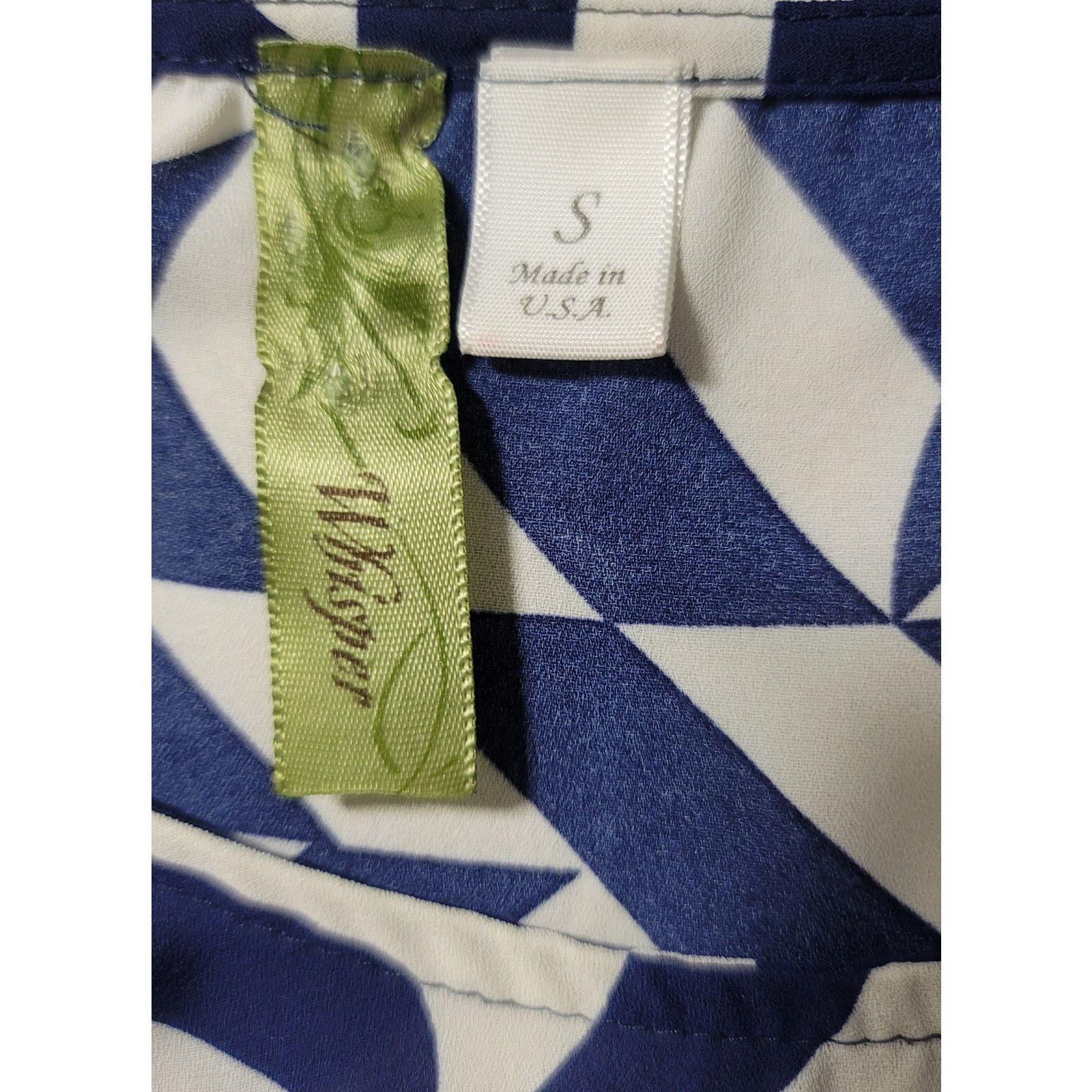 Other Whisper Blue White Geo Print Sheer Top Small Lightweight Size S / US 4 / IT 40 - 3 Thumbnail