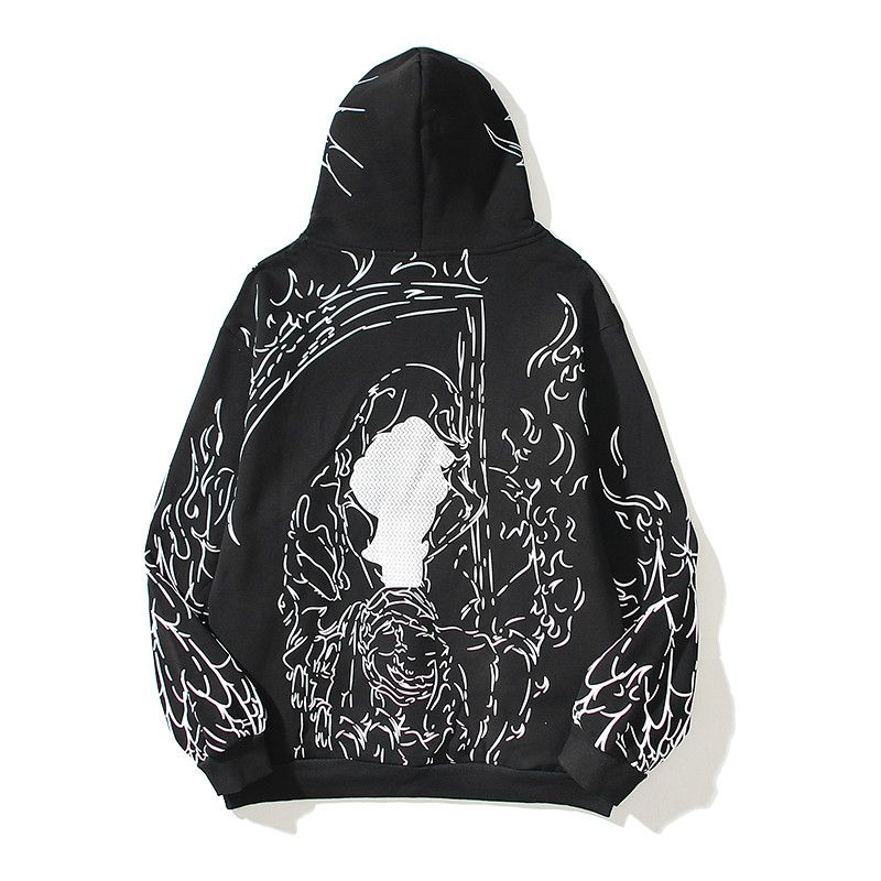 Japanese Brand Black and White Grim Reaper Graffiti Hooded Size US L / EU 52-54 / 3 - 2 Thumbnail