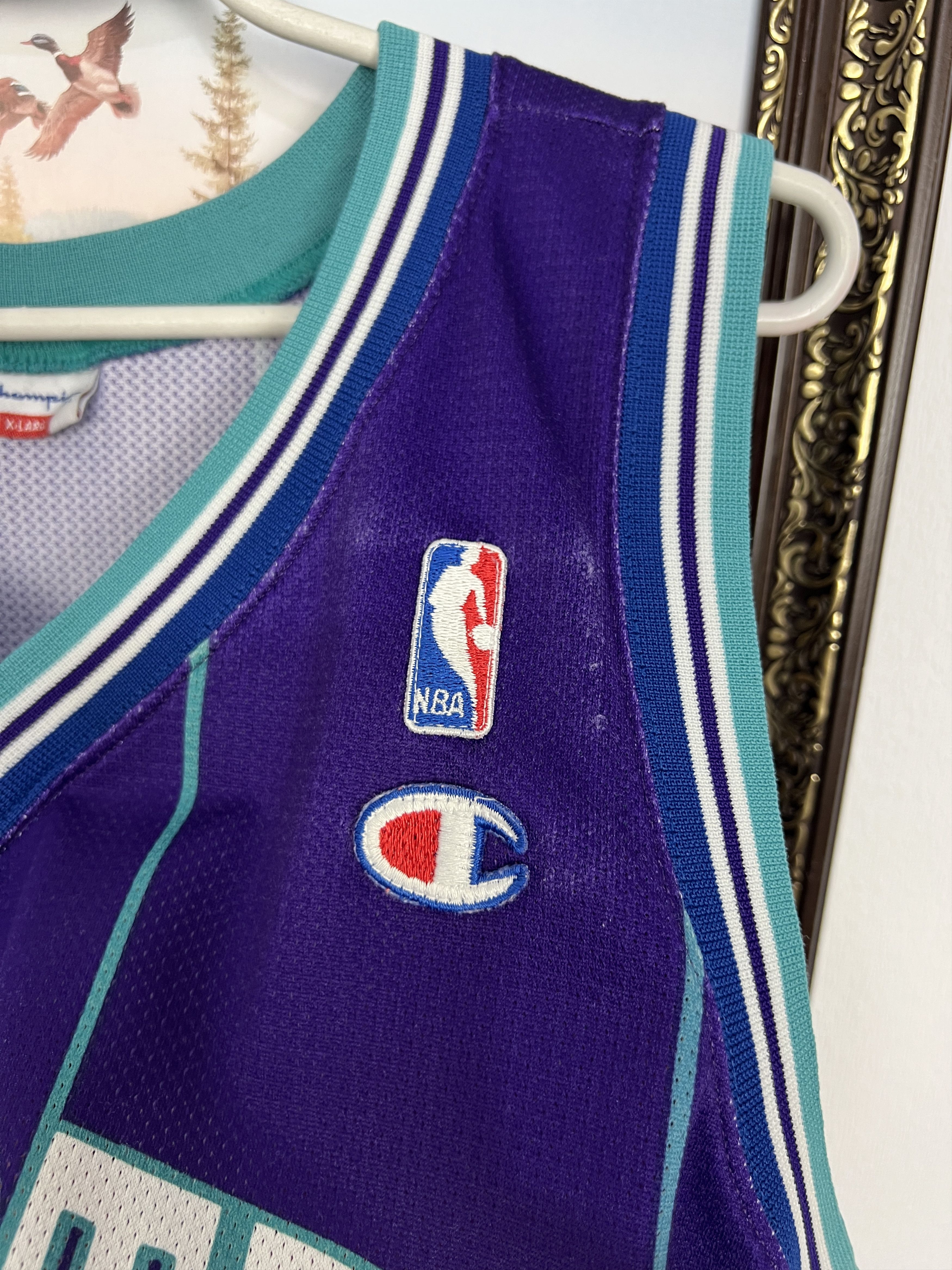 Champion Vintage 90's Champion Charlotte Hornets Johnson Jersey Size US XL / EU 56 / 4 - 3 Thumbnail