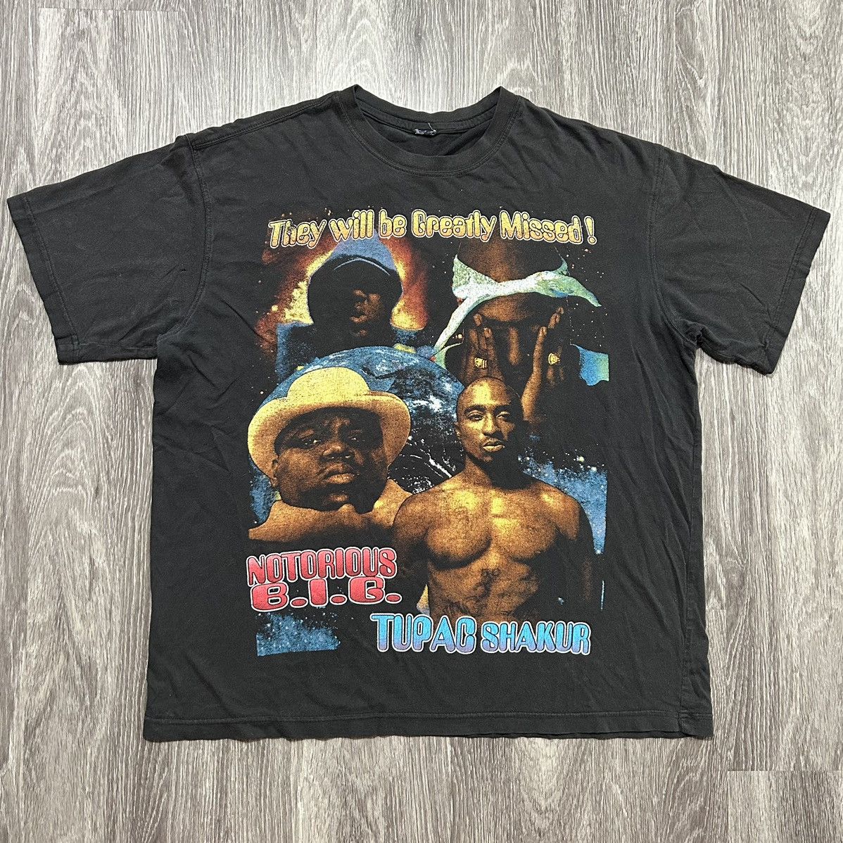 image of Vintage Tupac Biggie Smalls “Stop The Violence” T Shirt Size L in Black, Men's