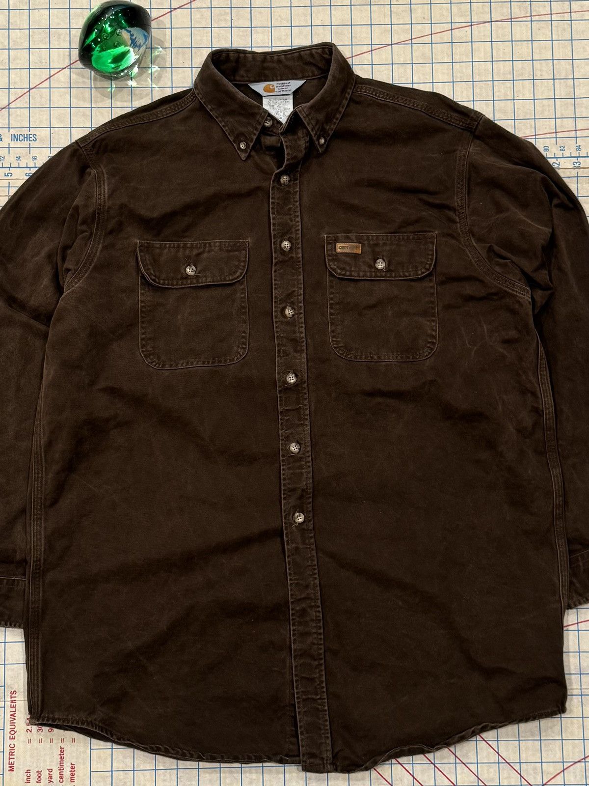 Carhartt Vintage Carhartt Rugged Outdoor Wear Brown Button Up Large T Size US L / EU 52-54 / 3 - 2 Thumbnail