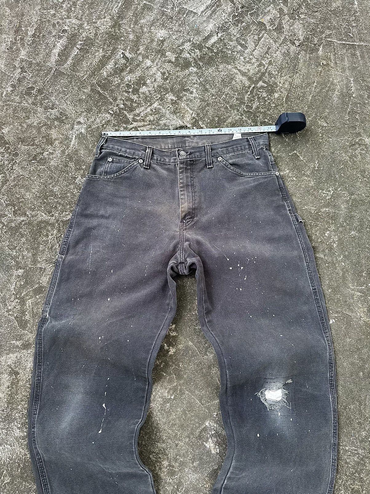 Carhartt (34x30.5) Crazy Distressed Dickies Carpenter Faded Black Size US 34 / EU 50 - 4 Thumbnail