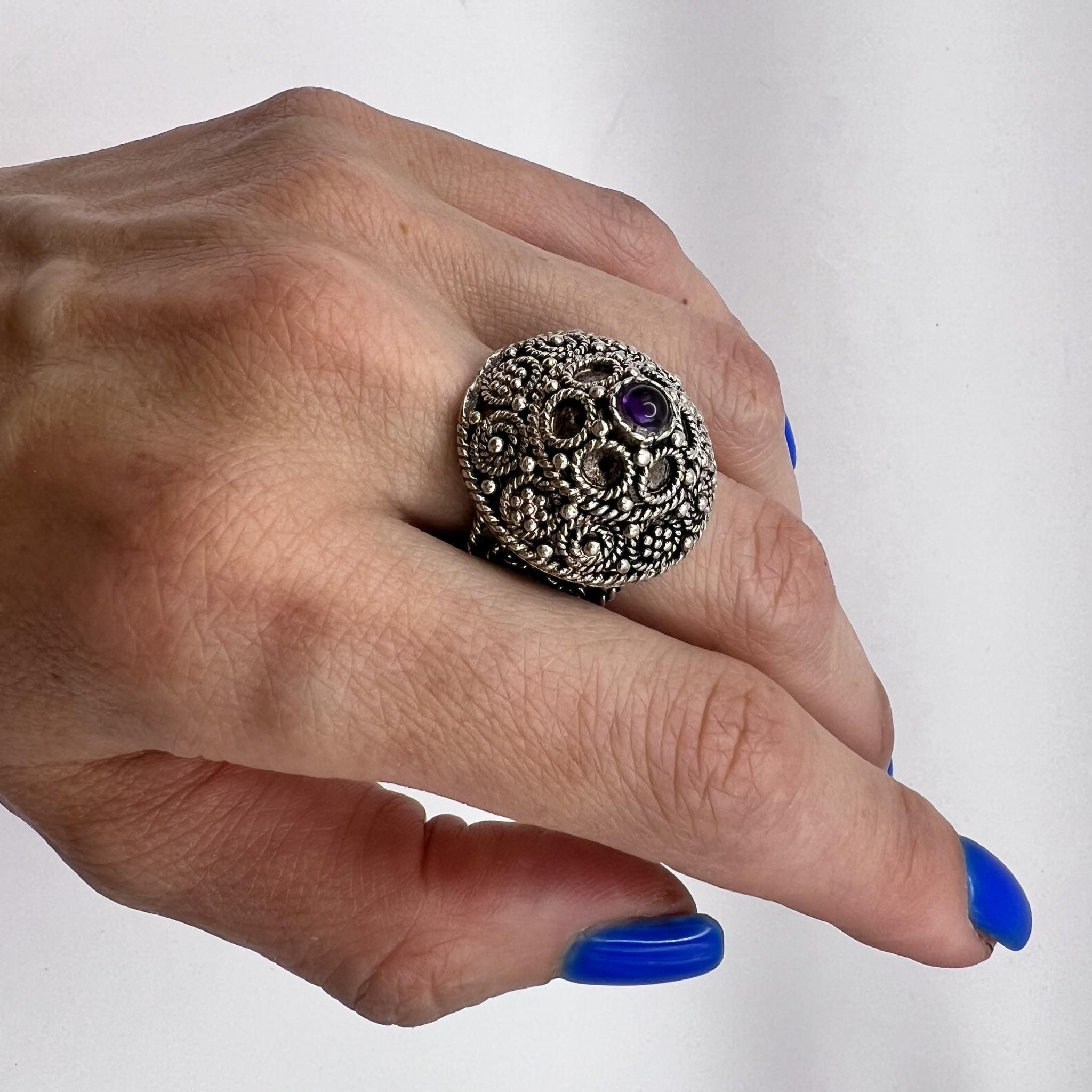 Vintage Vintage Sterling Silver 925 Ring Signed 12 gr Size 8.5 Size ONE SIZE - 4 Thumbnail