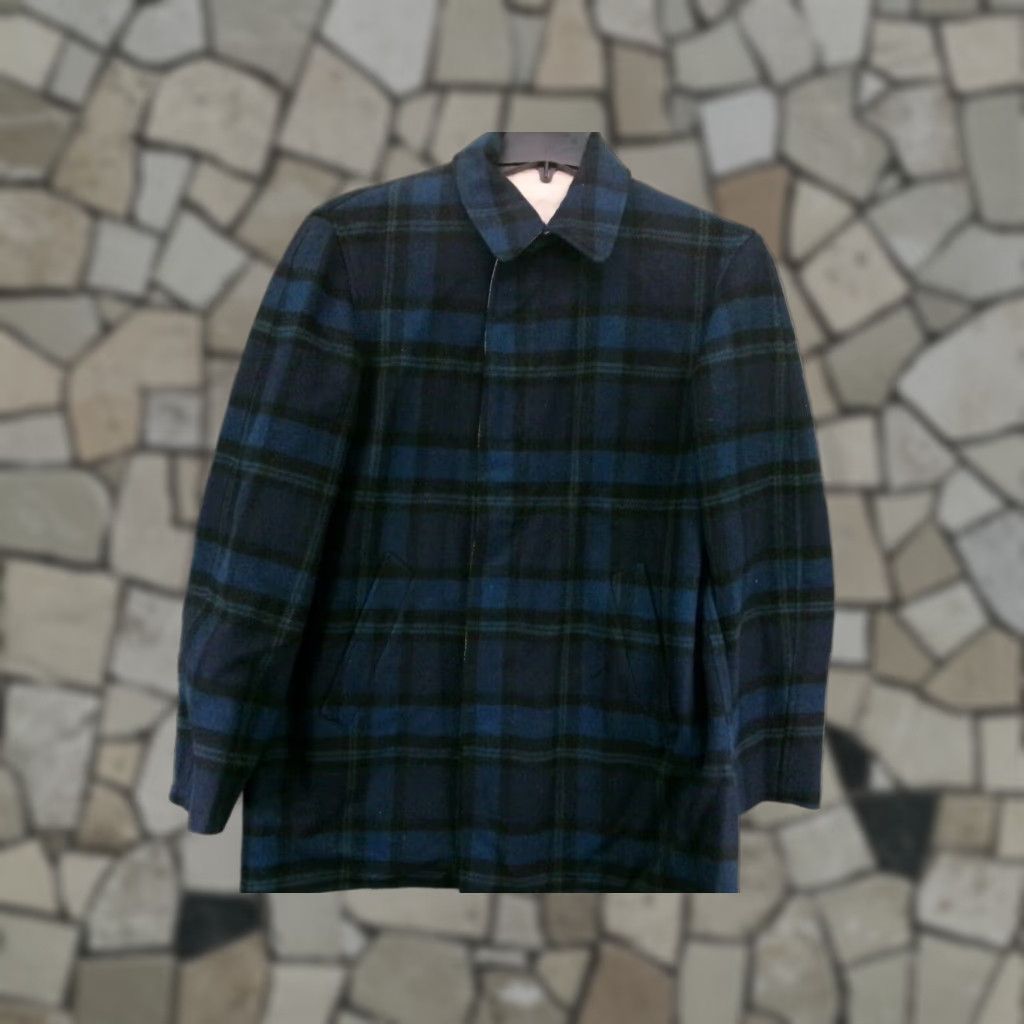 VINTAGE Pendleton Overcoat Mens Large Green Plaid Wool Full Zip