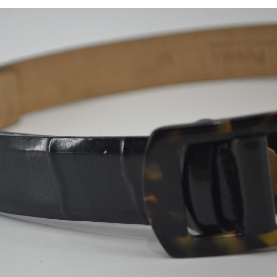 Other Harold Powell Womens Black Leather Belt Italy Minimalist Med Size ONE SIZE - 3 Thumbnail