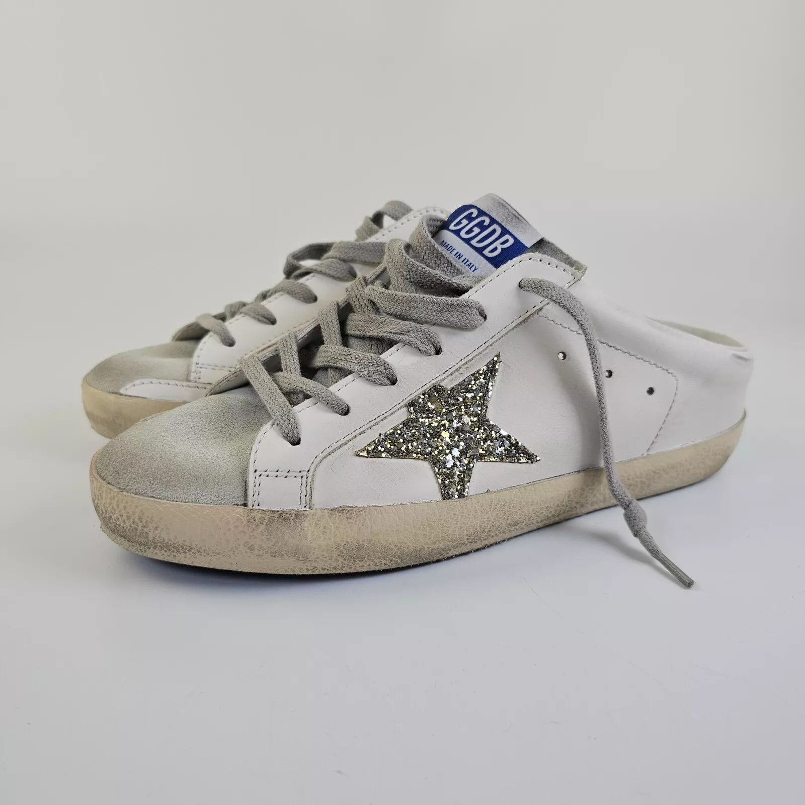 GOLDEN GOOSE Super-Star Women's White/Plat Sneakers New