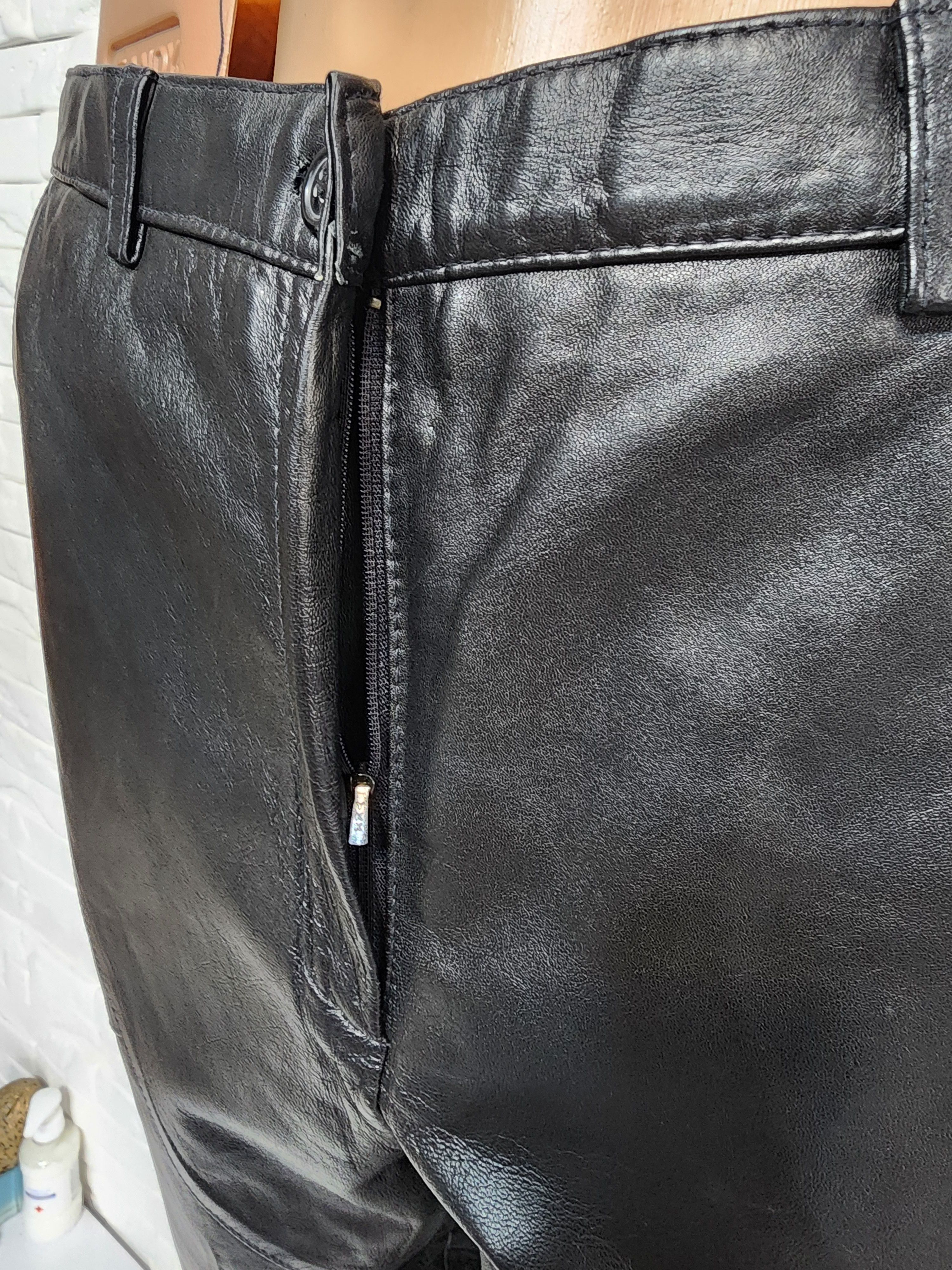 Other Black Leather Pants: Women's Style Genuine Leather Trousers Size 33" - 7 Thumbnail