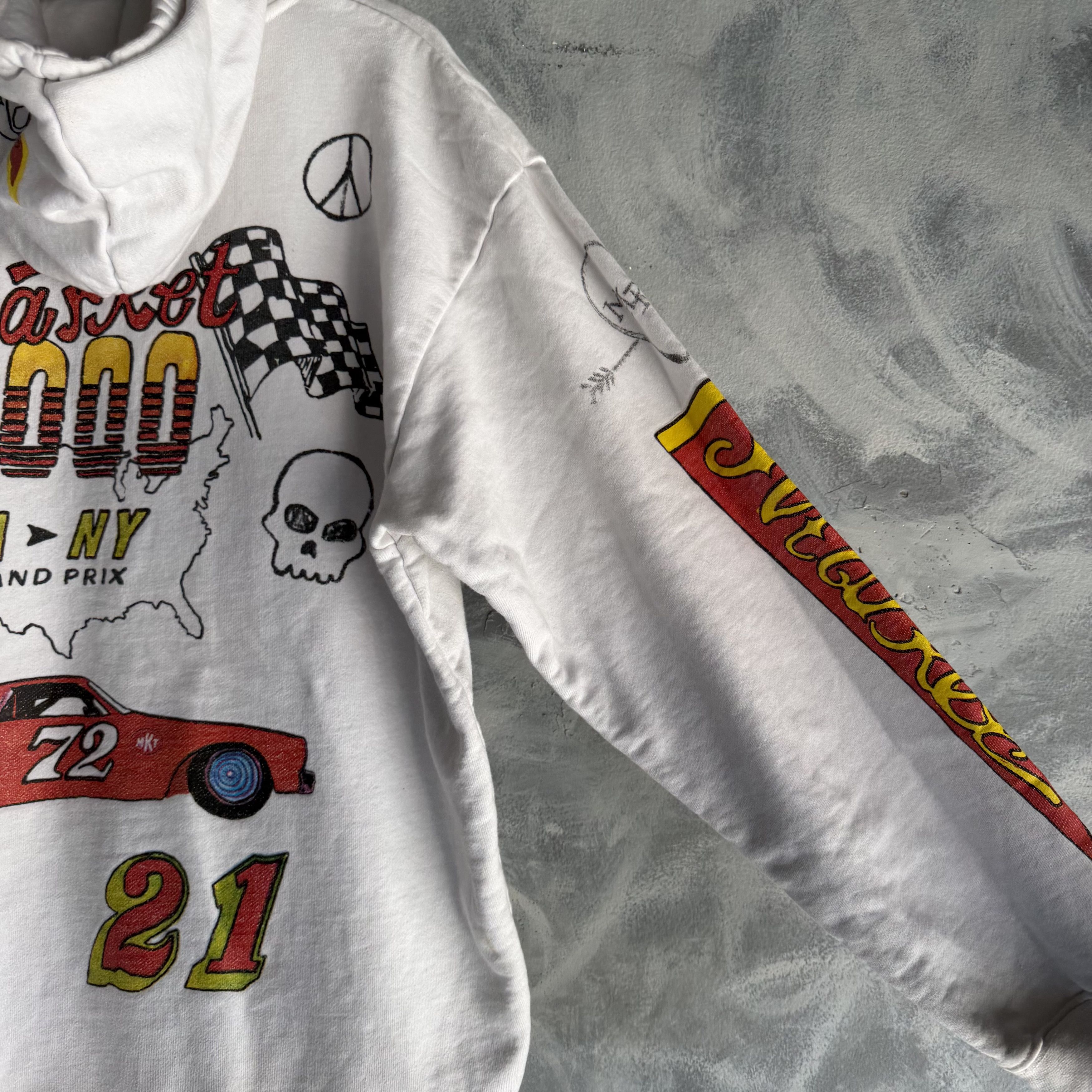 Market MARKET Varsity Hand Drawn Hoodie Sweatshirt Mens XL White Size US XL / EU 56 / 4 - 6 Thumbnail