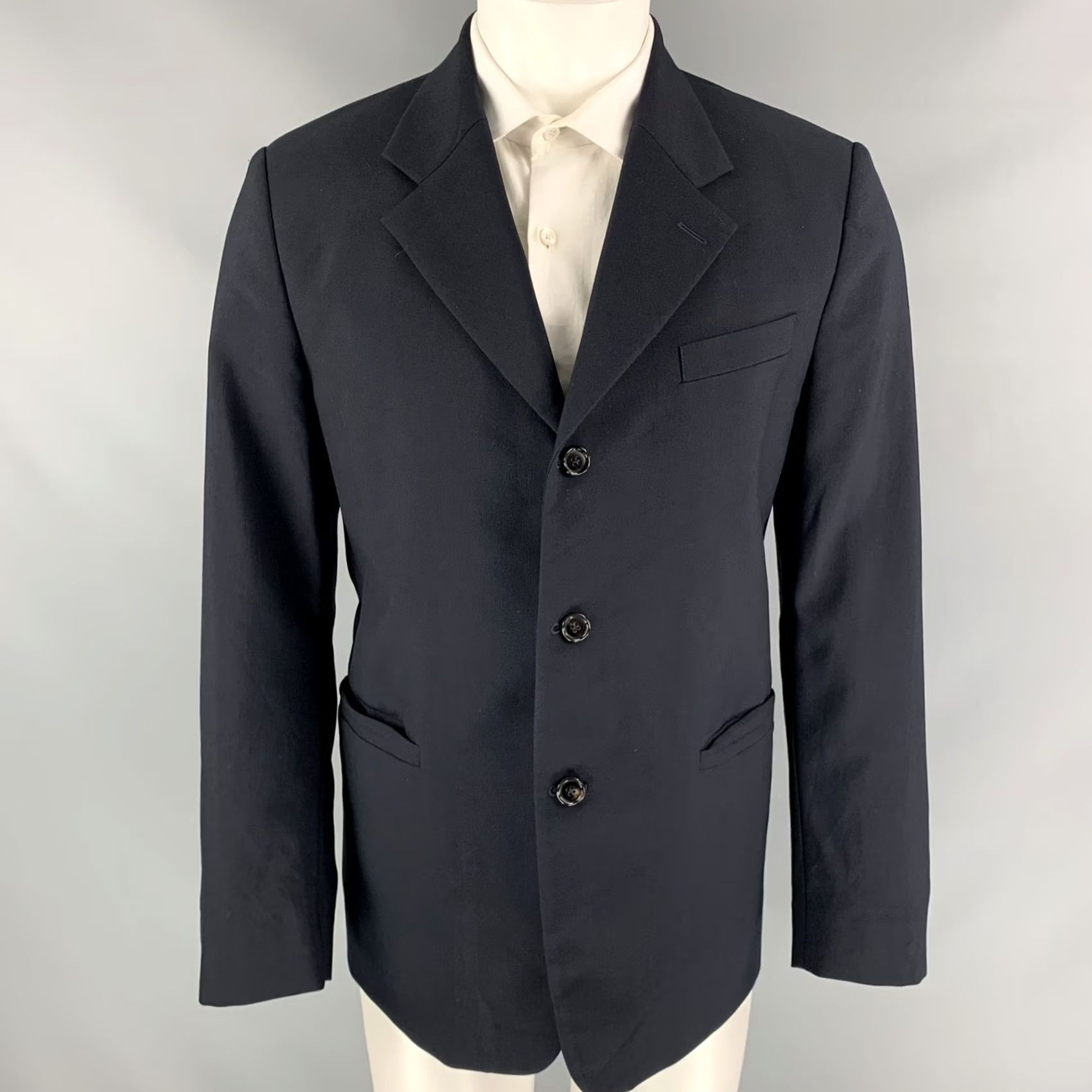 Marni MARNI Sport Coat Navy Wool Notch Lapel 40 Mens Regular Size 40 Italy Shirt Jacket Coat Boutique Size US XXS / EU 40 - 2 Thumbnail