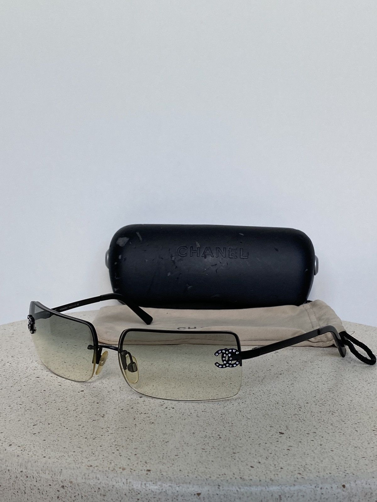 Chanel CC 4104-B sunglasses rhinestones black rimless