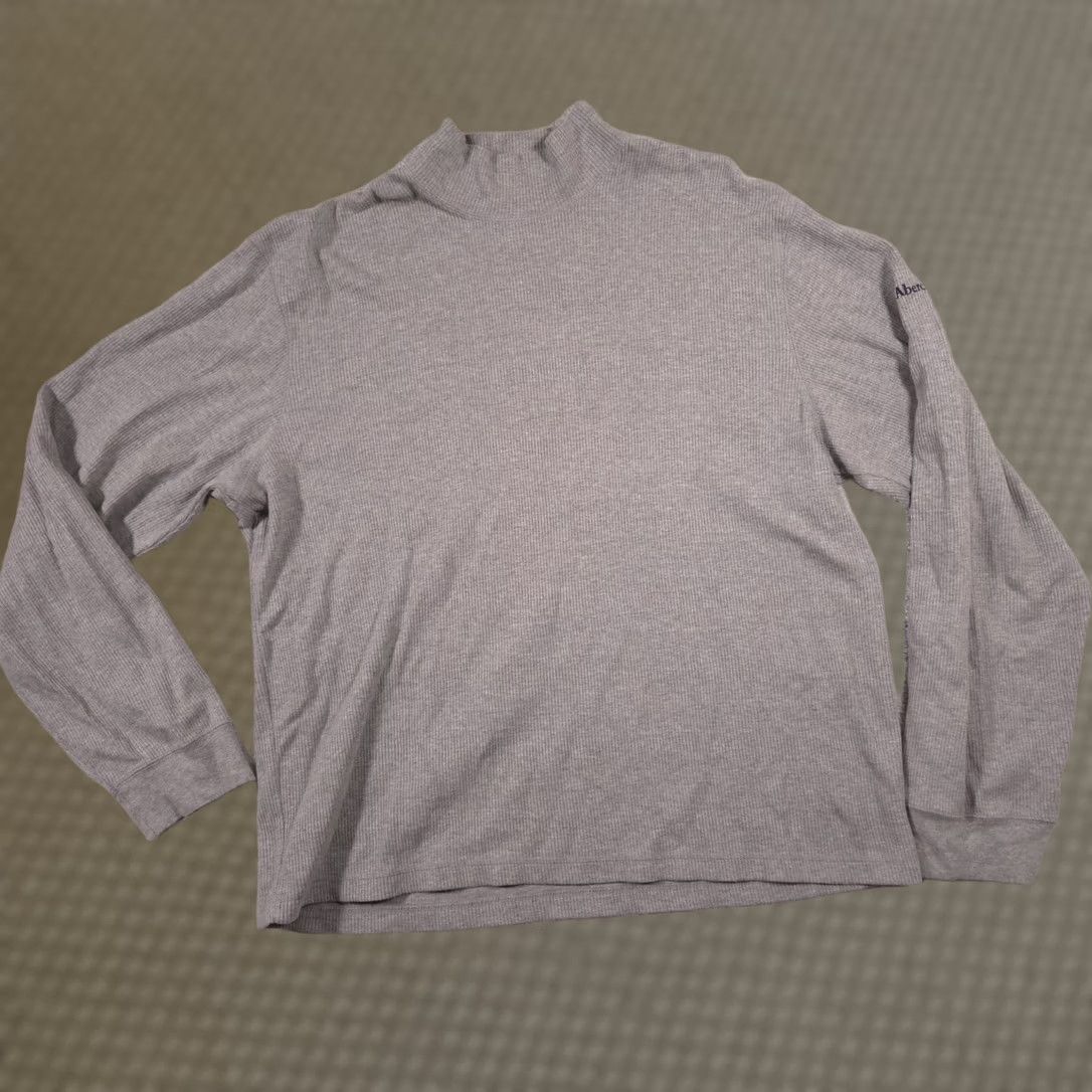Abercrombie & Fitch Abercrombie & Fitch Sweater Mens 2XL Gray Ribbed Knit Raglan Sleeve Mock Neck Size US XXL / EU 58 / 5 - 1 Thumbnail
