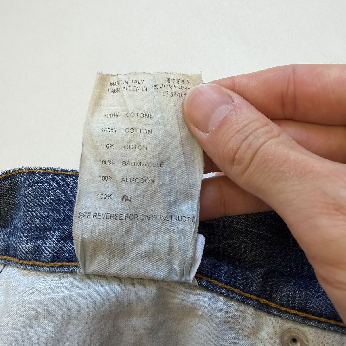 Helmut Lang OG ‘Thrashed Whiskered’ Blue Denim Jeans Size US 34 / EU 50 - 8 Thumbnail