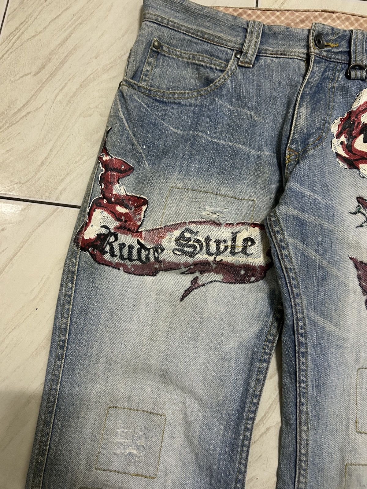 Japanese Brand × Matsuda × Nicole Club Vintage Nicole Club For Men Distressed Rose Style Jeans Size US 31 - 5 Thumbnail