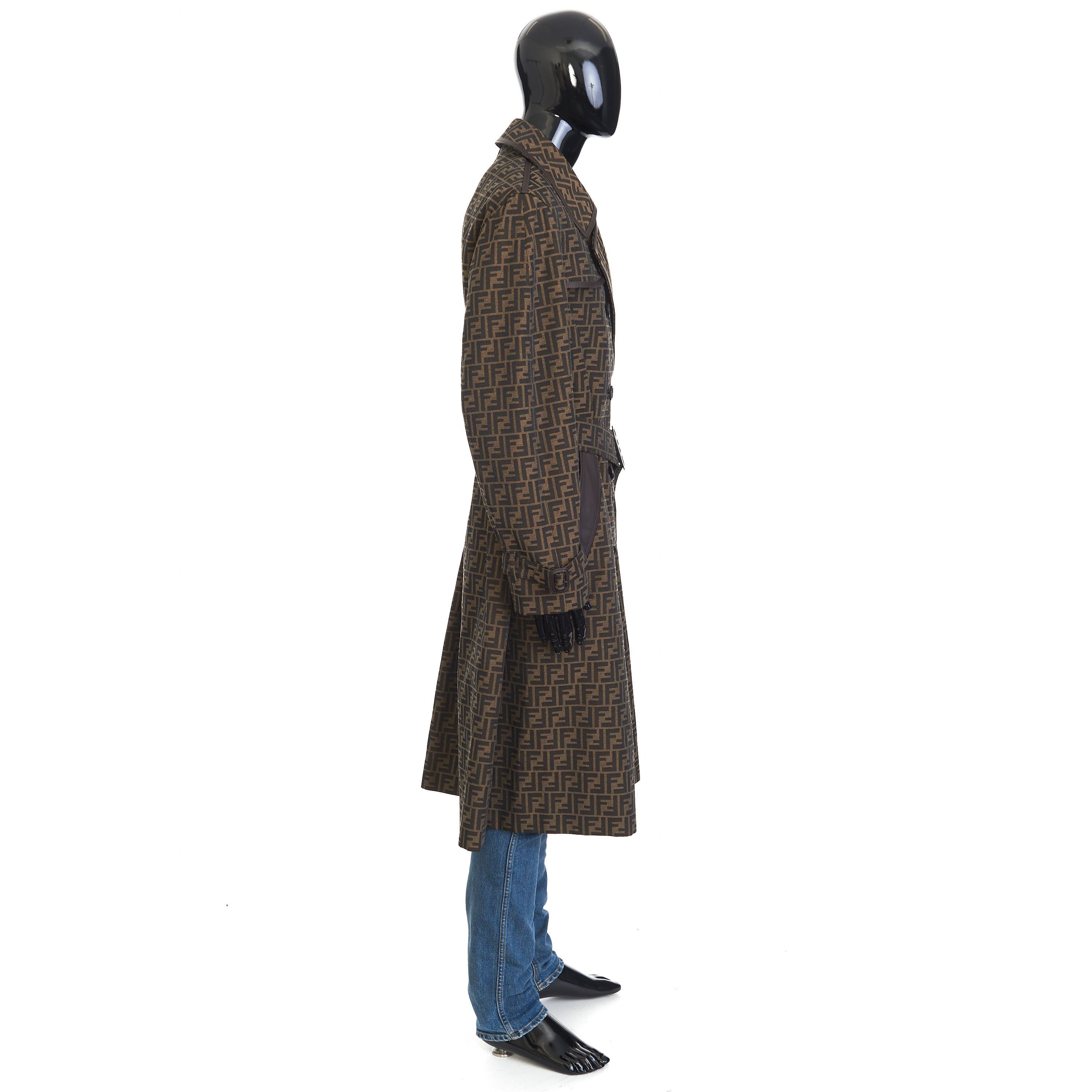 Fendi Double Breasted Trench Coat In Brown FF Jacquard Fabric Size US M / EU 48-50 / 2 - 9 Thumbnail