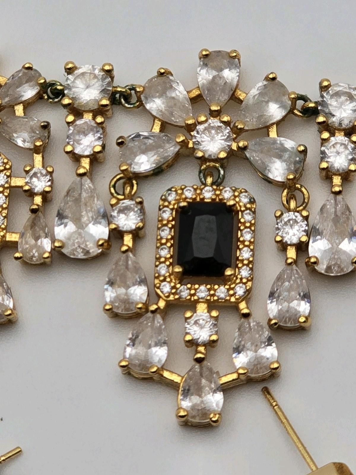 The Unbranded Brand Dramatic Vintage Vermeil CZ Necklace, Earring Ring Set 925 Size ONE SIZE - 9 Thumbnail