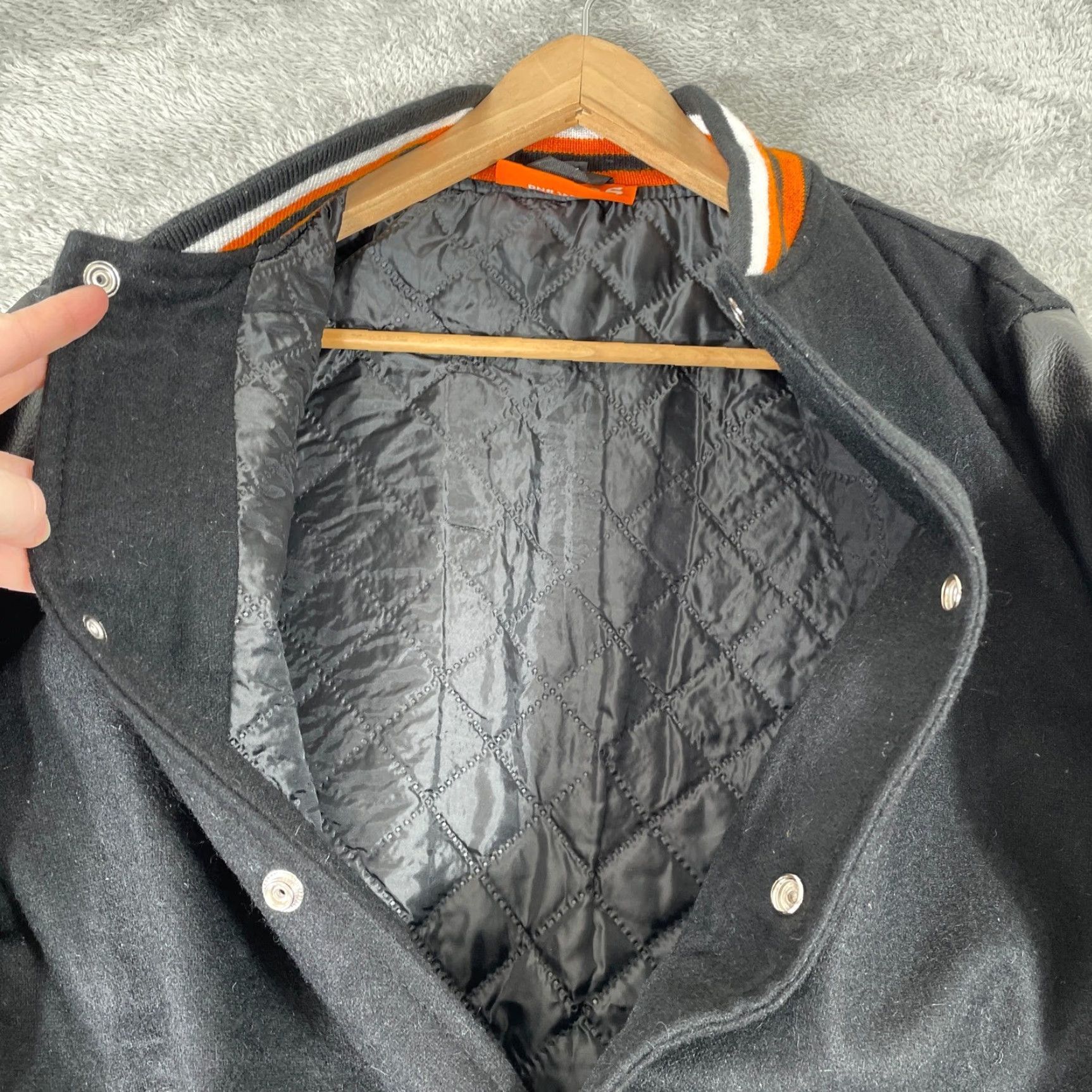 Vintage Lobos Tequila 1707 Varsity Jacket Mens M Black Wool Leather Letterman Embroidered Quilted Logo Snap Size US M / EU 48-50 / 2 - 6 Thumbnail