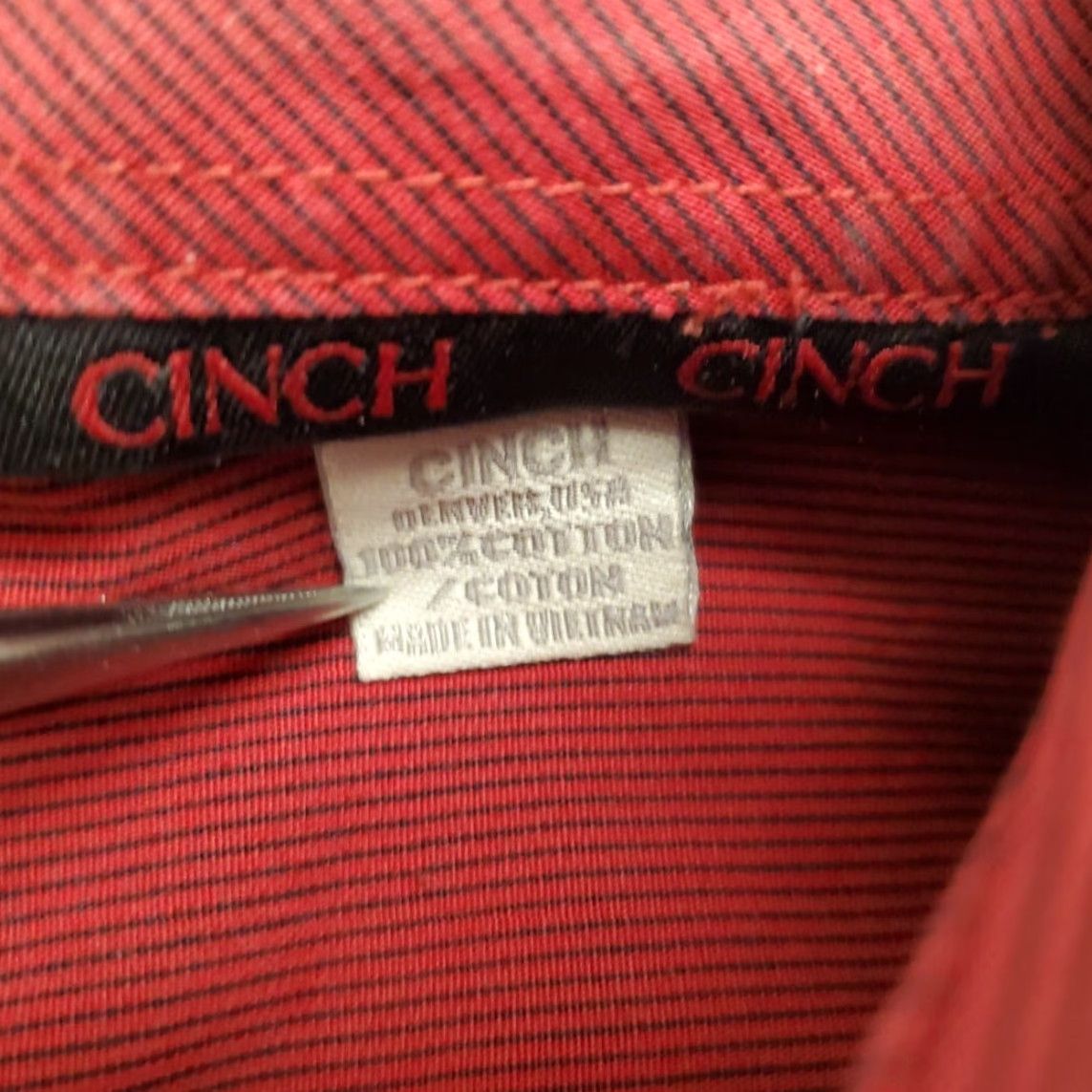 Vintage Cinch Shirt Mens XXL Ruby Red Micro Stripe Long Sleeve Western Cowboy Ranch Size US XXL / EU 58 / 5 - 4 Thumbnail