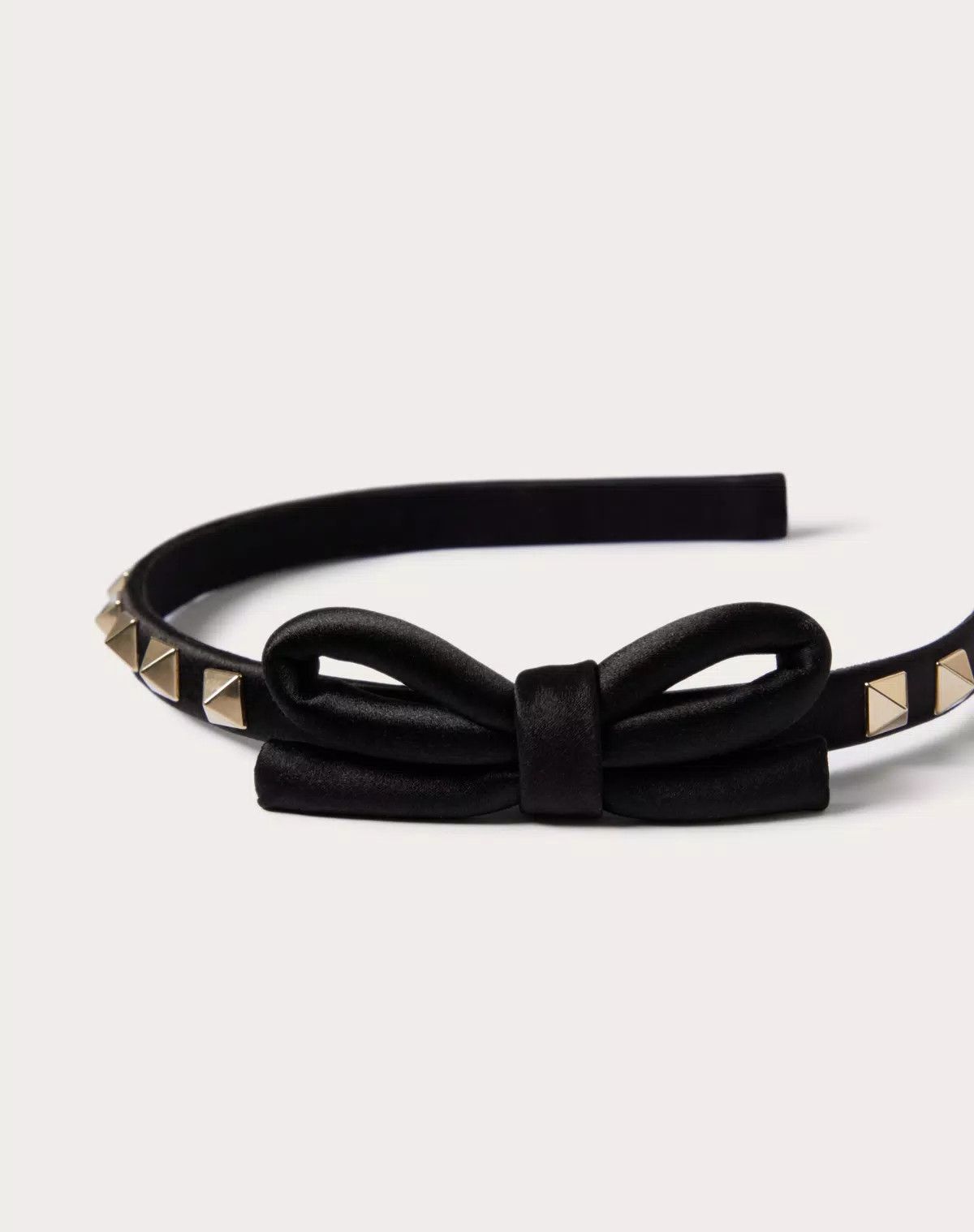 Valentino oc11z0725 Size:OS/Rockstud Satin And Metal Headband in Black Size ONE SIZE - 4 Thumbnail