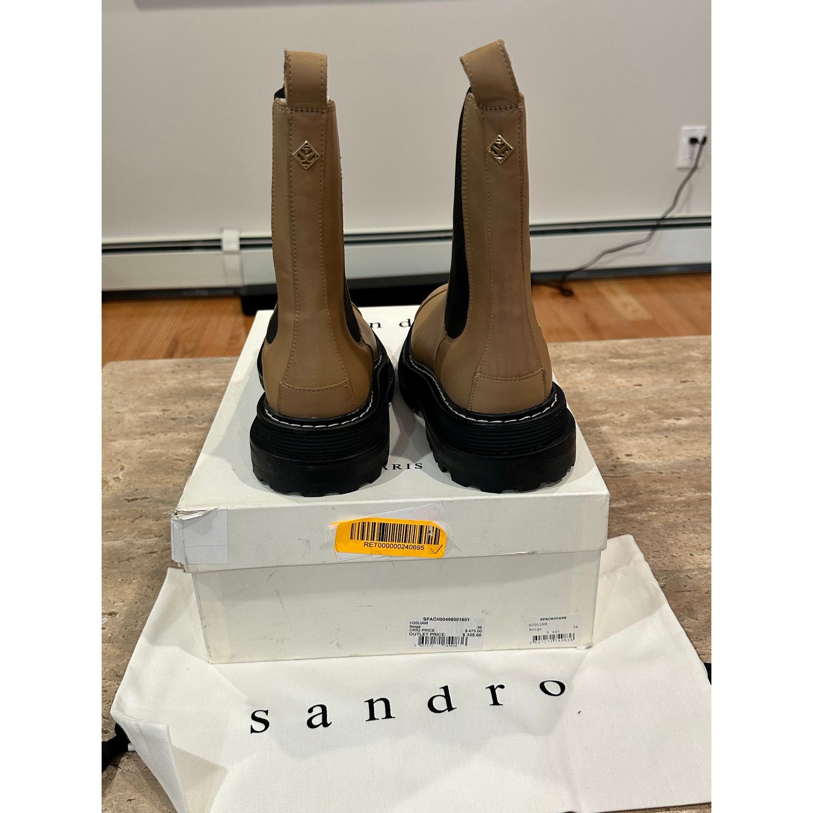 Sandro NEW Sandro Liam Beige Embellished Leather Chelsea Boots 36 Size US 5.5 / IT 35.5 - 8 Thumbnail
