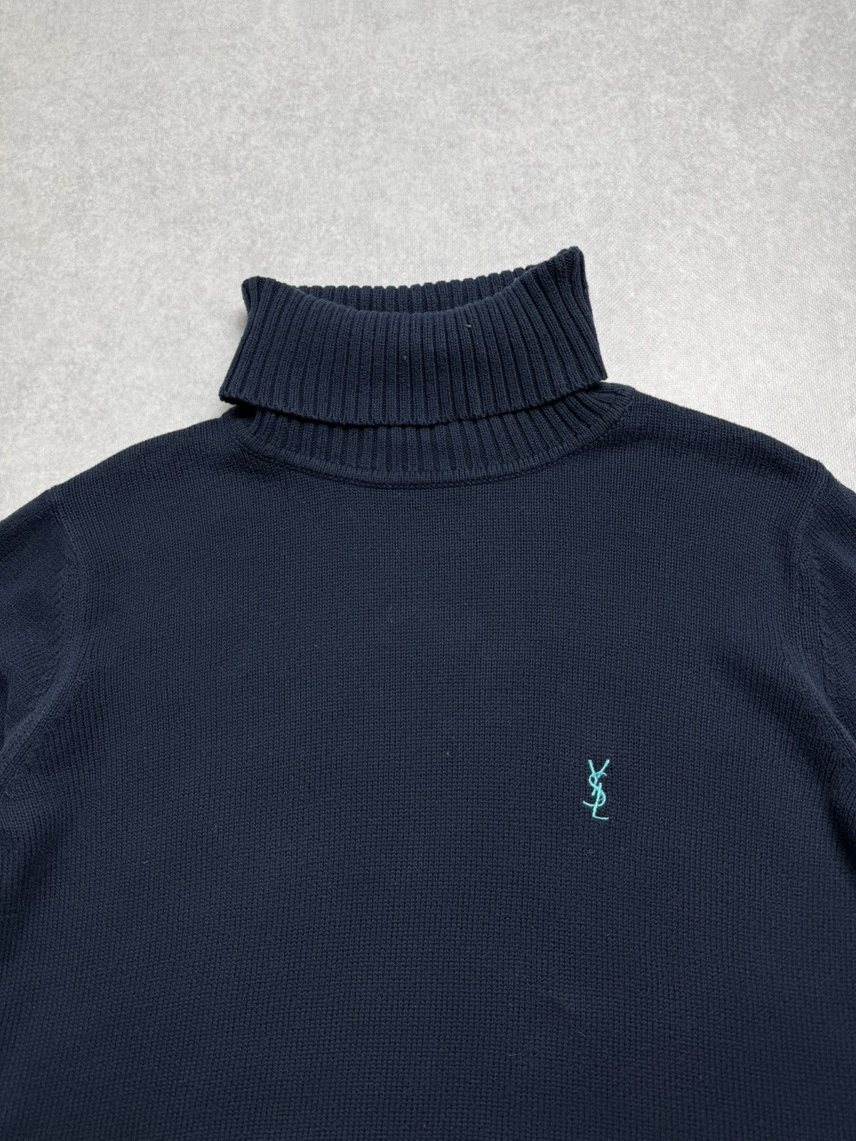 Saint Laurent Paris Men’s Yves Saint Lauren Turtleneck Heavy Blue Sweater Size Size US L / EU 52-54 / 3 - 3 Thumbnail