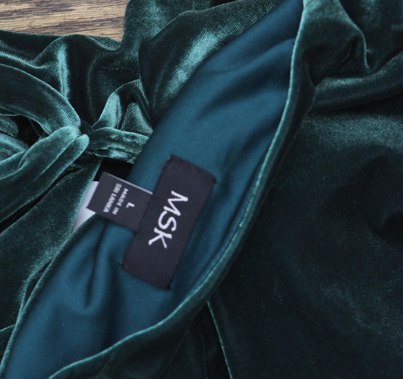 Other Nwt Msk Waist Stretch Velvet Shift Dress Emerald Green L Size L / US 10 / IT 46 - 5 Thumbnail