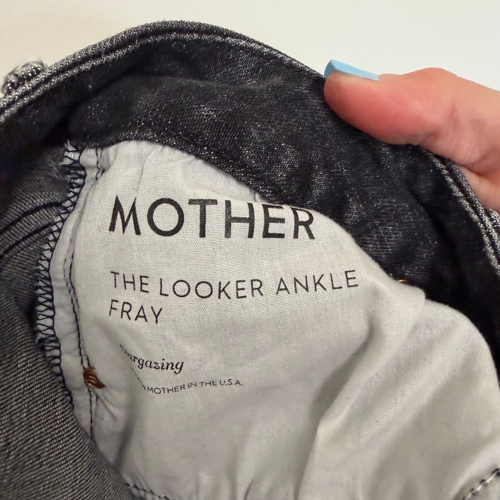 MOTHER MOTHER Black The Looker Ankle Fray Jeans Sz 28 Size 28" / US 6 / IT 42 - 3 Thumbnail