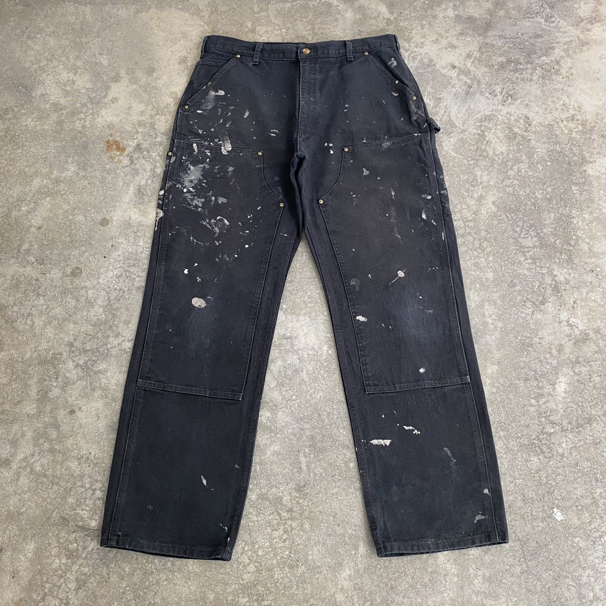 Carhartt VTG Carhartt Double Knee Faded Splatter Painter Pants Size US 35 - 2 Thumbnail