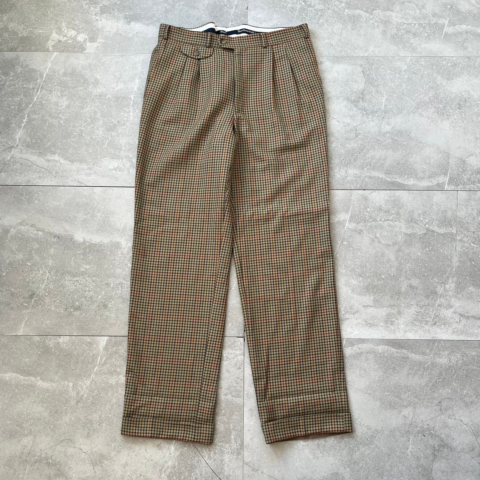 Burberry Burberrys Vintage Trousers – Mens Size 35 Wool Pants Pleated Size US 35 - 1 Thumbnail