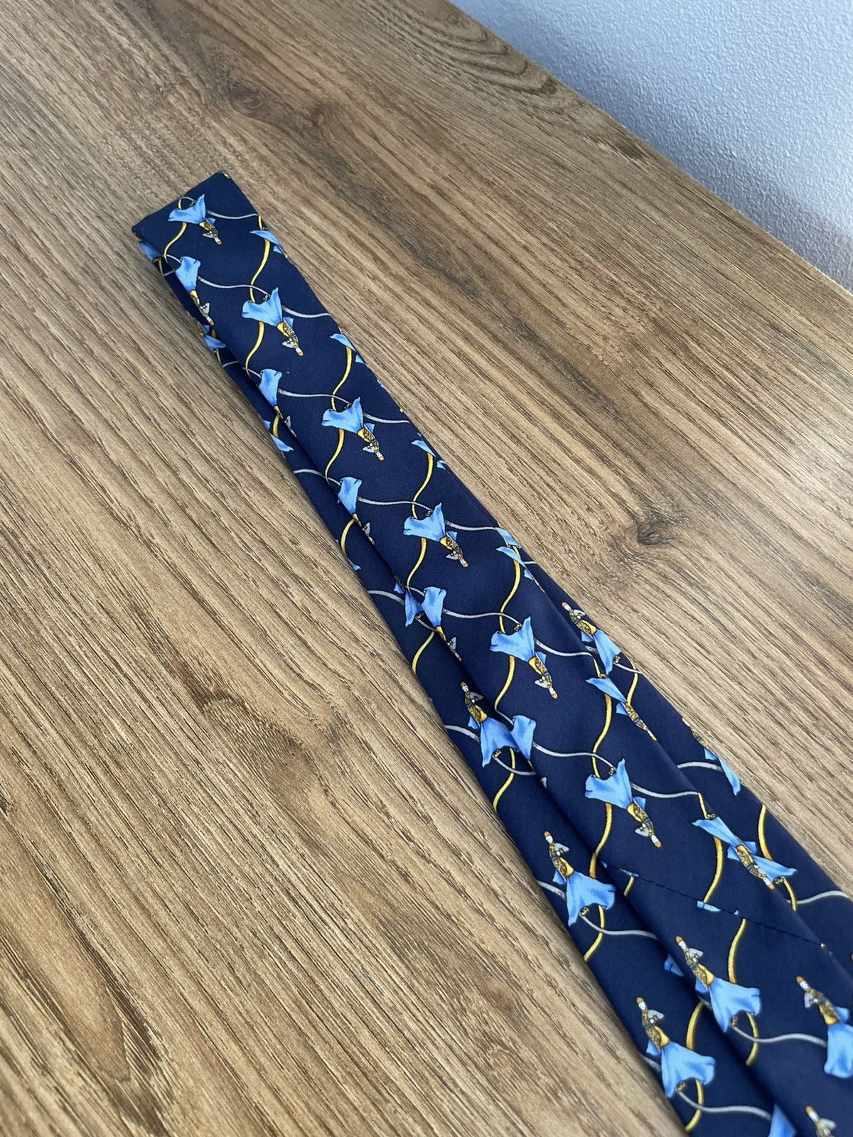 Christian Dior Monsieur Christian Dior Silk Tie Patterned Vintage Blue Gold Luxury Size ONE SIZE - 8 Thumbnail
