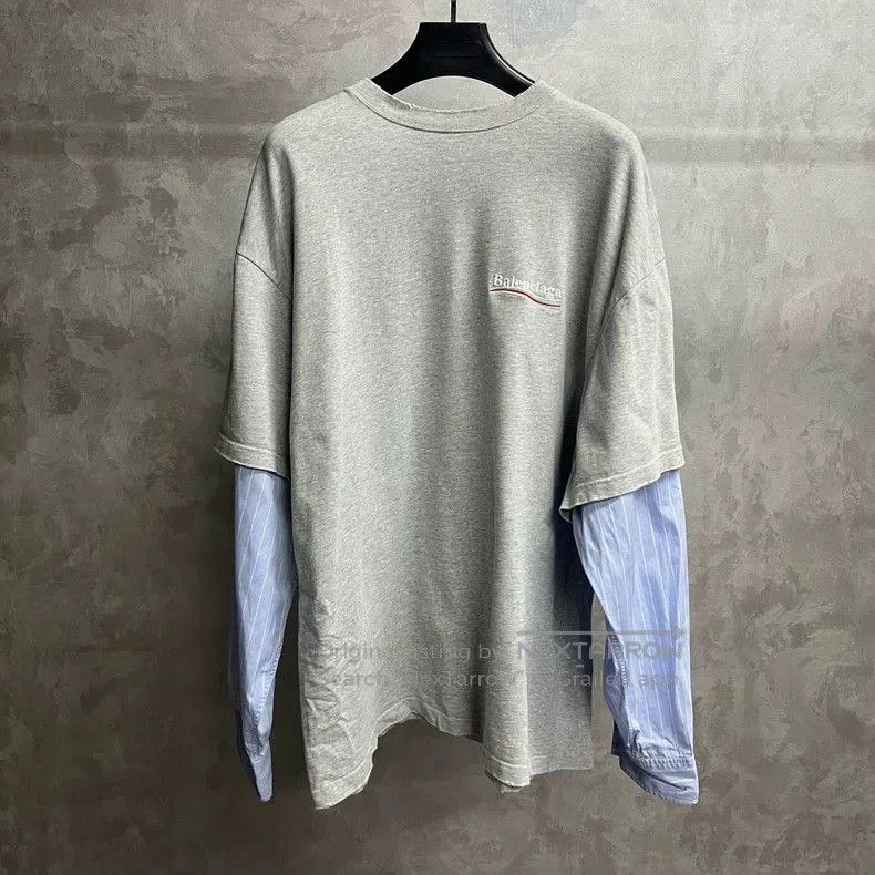Balenciaga Balenciaga Gray Layered Long-Sleeve T-shirt. Size US XS / EU 42 / 0 - 1 Thumbnail