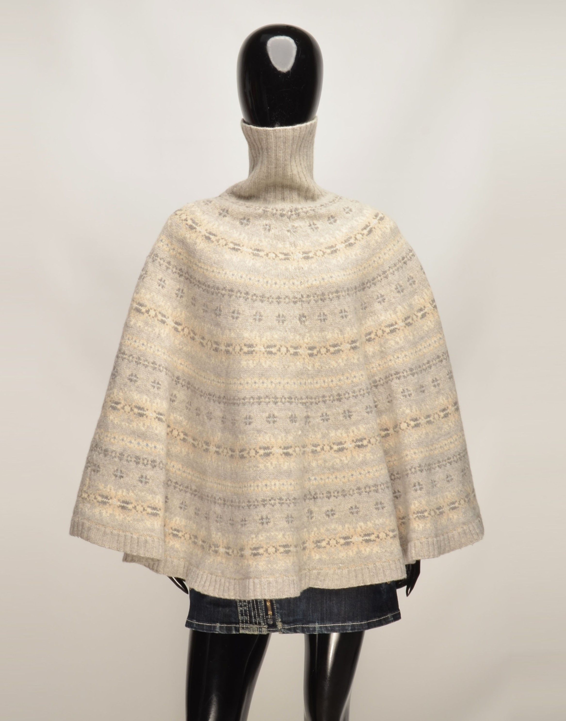 Ralph Lauren Ralph Lauren Lambswool Fair Isle Knit Turtleneck Poncho Cape Size ONE SIZE - 1 Thumbnail