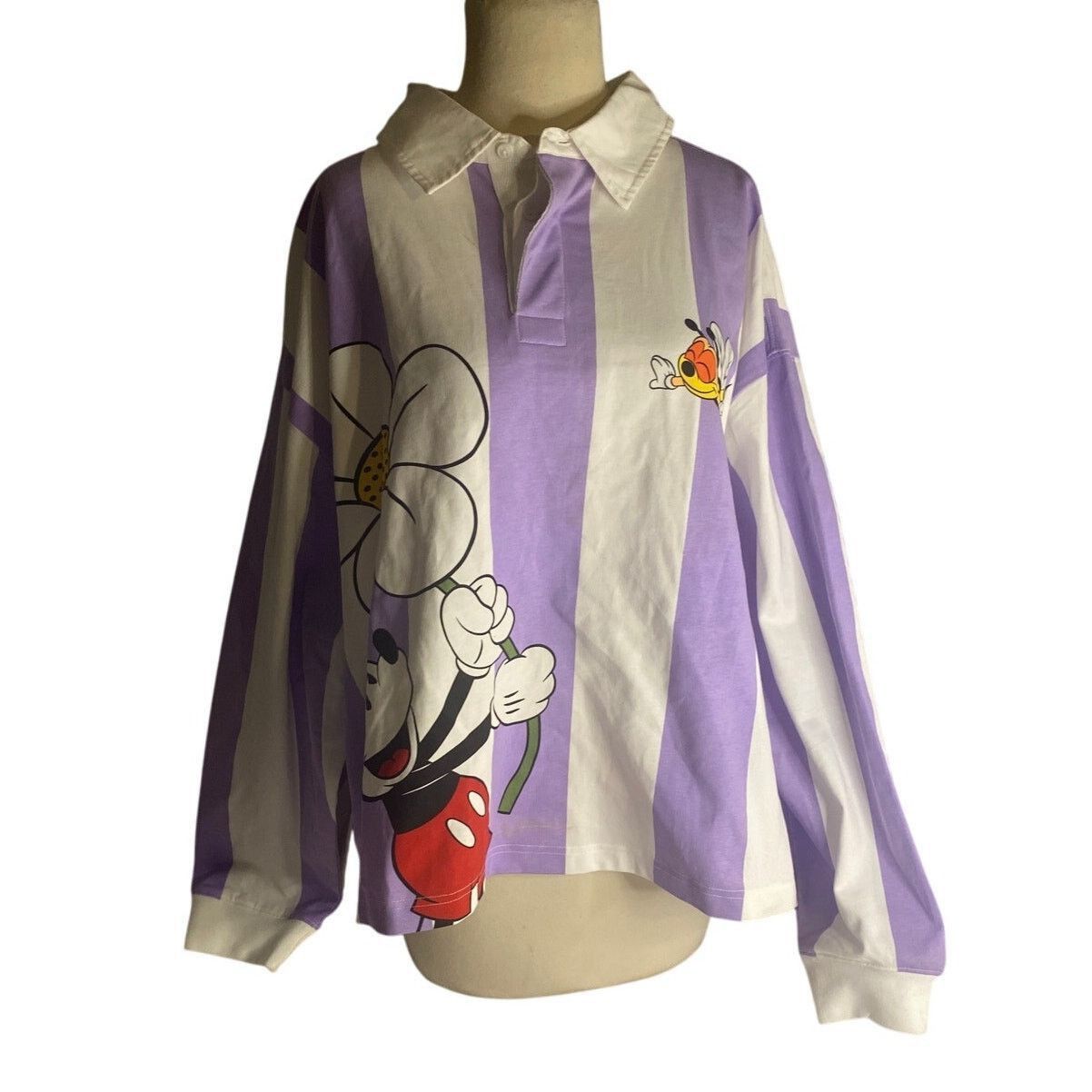 Disney Vintage Disney Mickey & Co Purple White Striped 2X Size XXL / US 16-18 / IT 52-54 - 3 Thumbnail