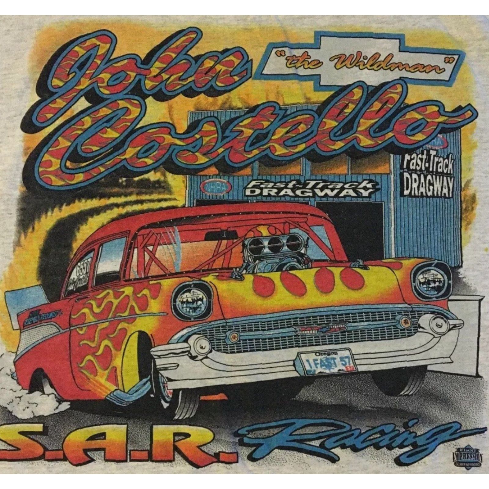 NASCAR Vtg 90s Chevrolet Racing Faded Distress AOP Shirt M L Car Flame NASCAR Grunge AZ Shirt Mens M Gray 90s Cars NASCAR Grunge Vintage Fire Distressed Size US M / EU 48-50 / 2 - 3 Thumbnail