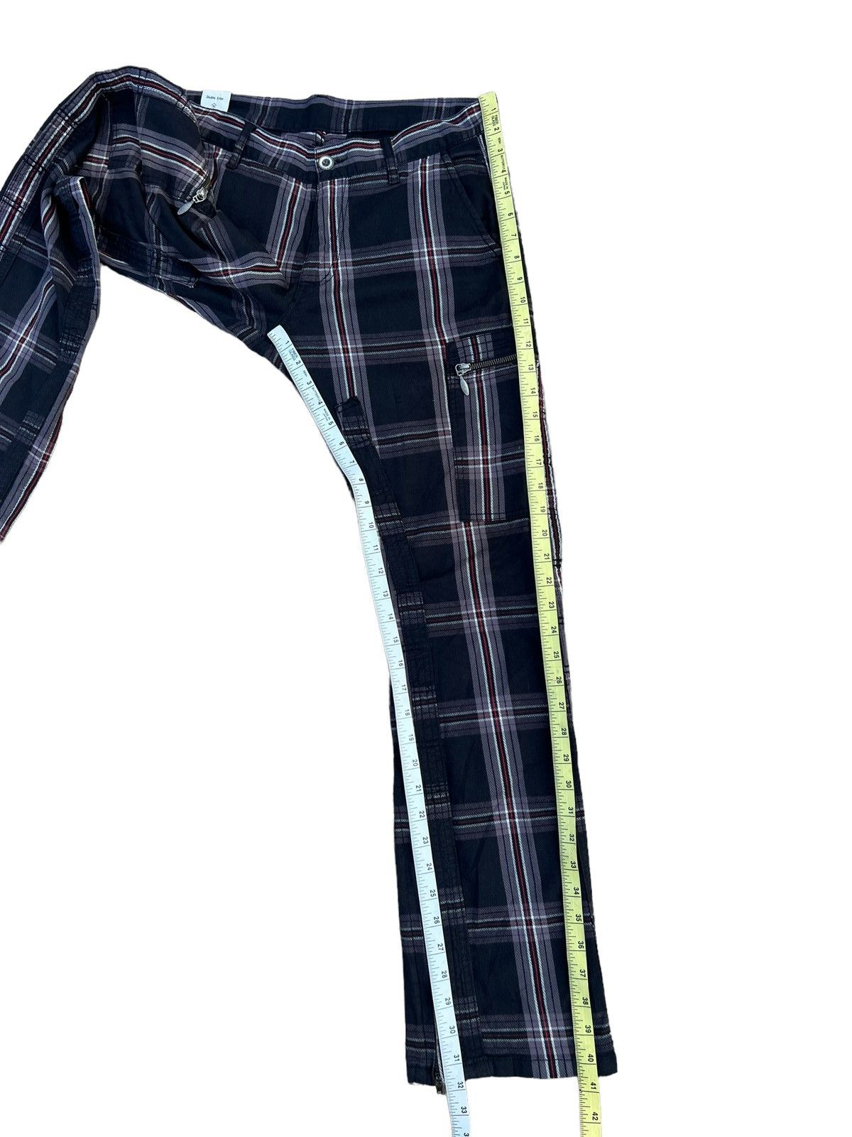 Shellac Double Edge Japan Multi Pocket Plaid Flare Cargo Trouser Size US 31 - 6 Thumbnail