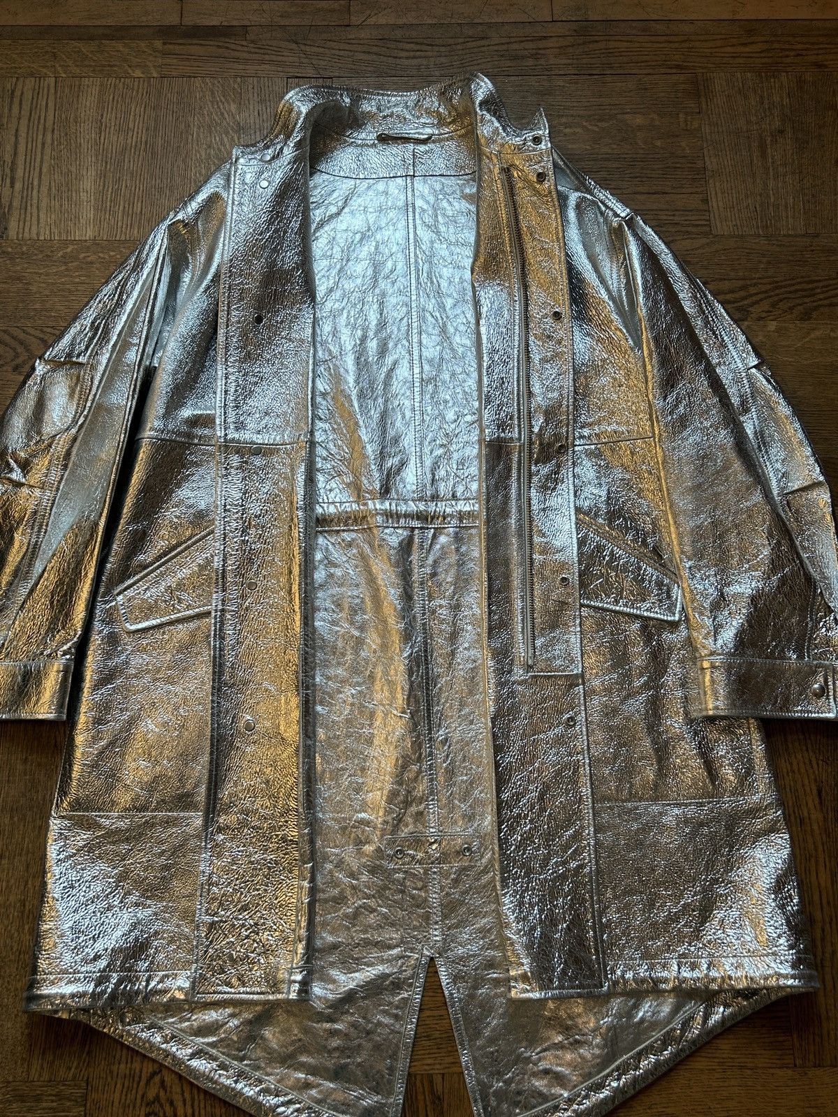 Calvin Klein 205W39NYC × Raf Simons 1/1 FW18 Silver Leather Parka Size US S / EU 44-46 / 1 - 8 Thumbnail