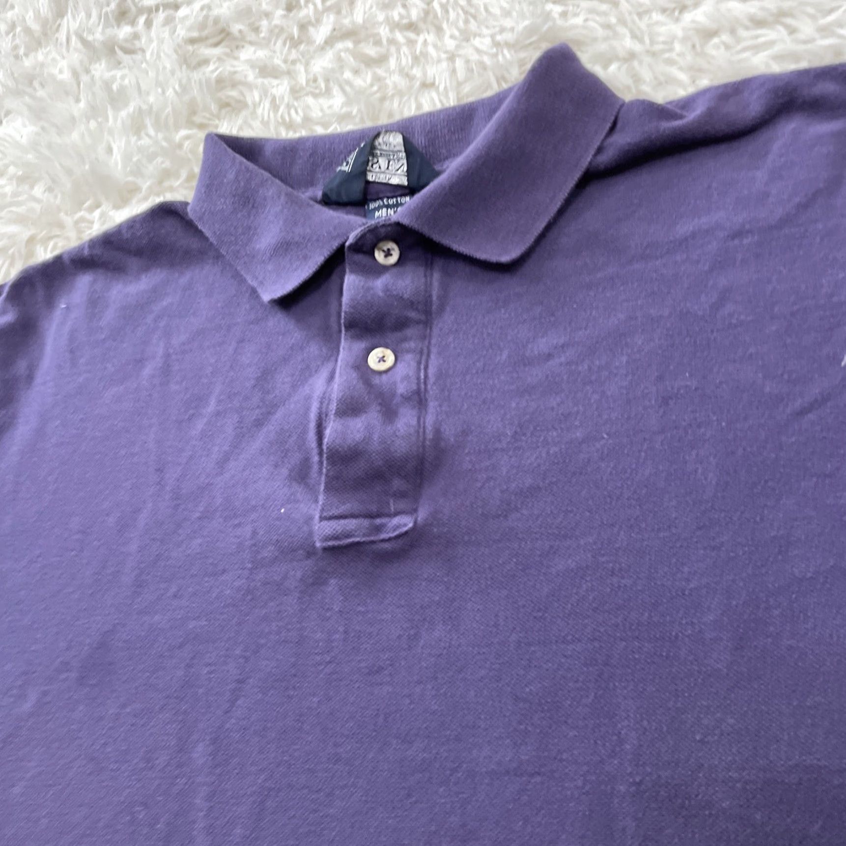 Lands' End Lands' End Polo Shirt Mens XL Purple Vintage 90s Preppy Made USA Retro Knit Cotton Solid Short Sleeve Button Chest 52"} Size US XL / EU 56 / 4 - 3 Thumbnail