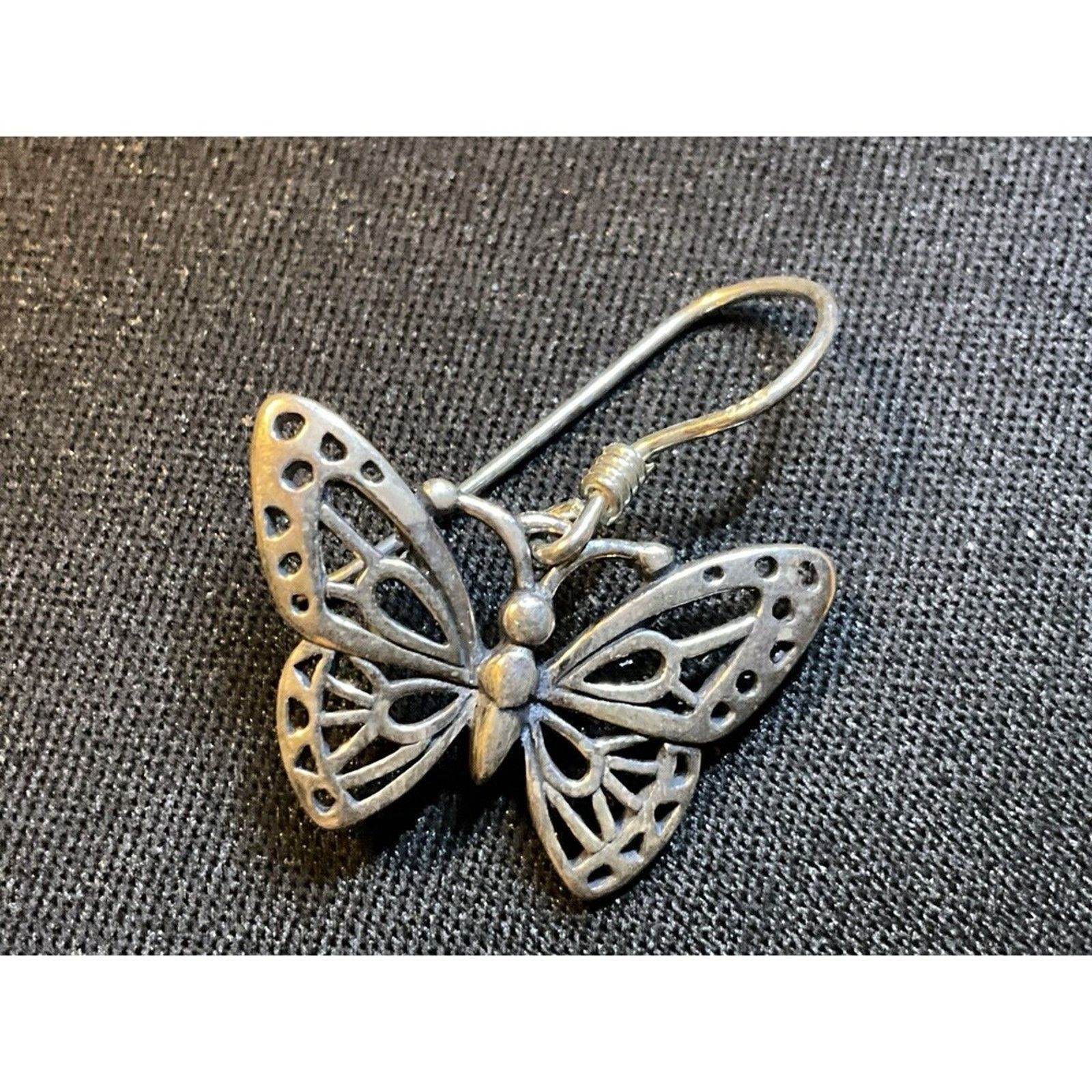 Other 925 Sterling Silver Fish Hook Butterfly Earrings Size ONE SIZE - 3 Thumbnail