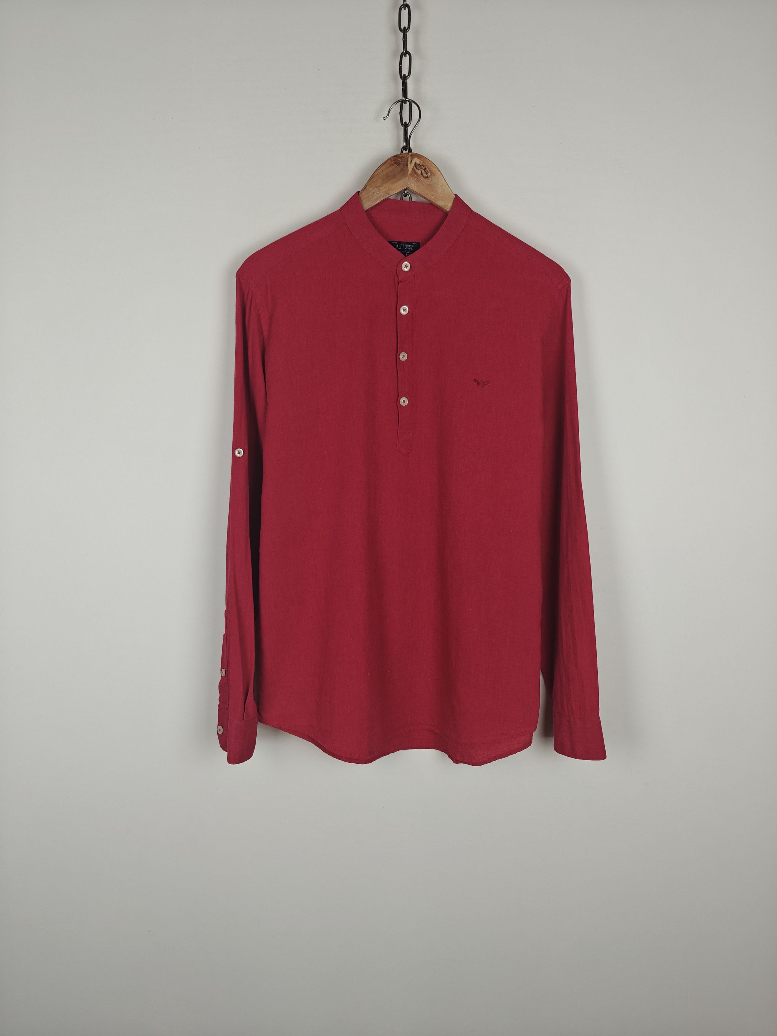 Armani Armani Jeans Shirt VTG Linen/Cotton Red 1/4 size L Size US L / EU 52-54 / 3 - 1 Thumbnail